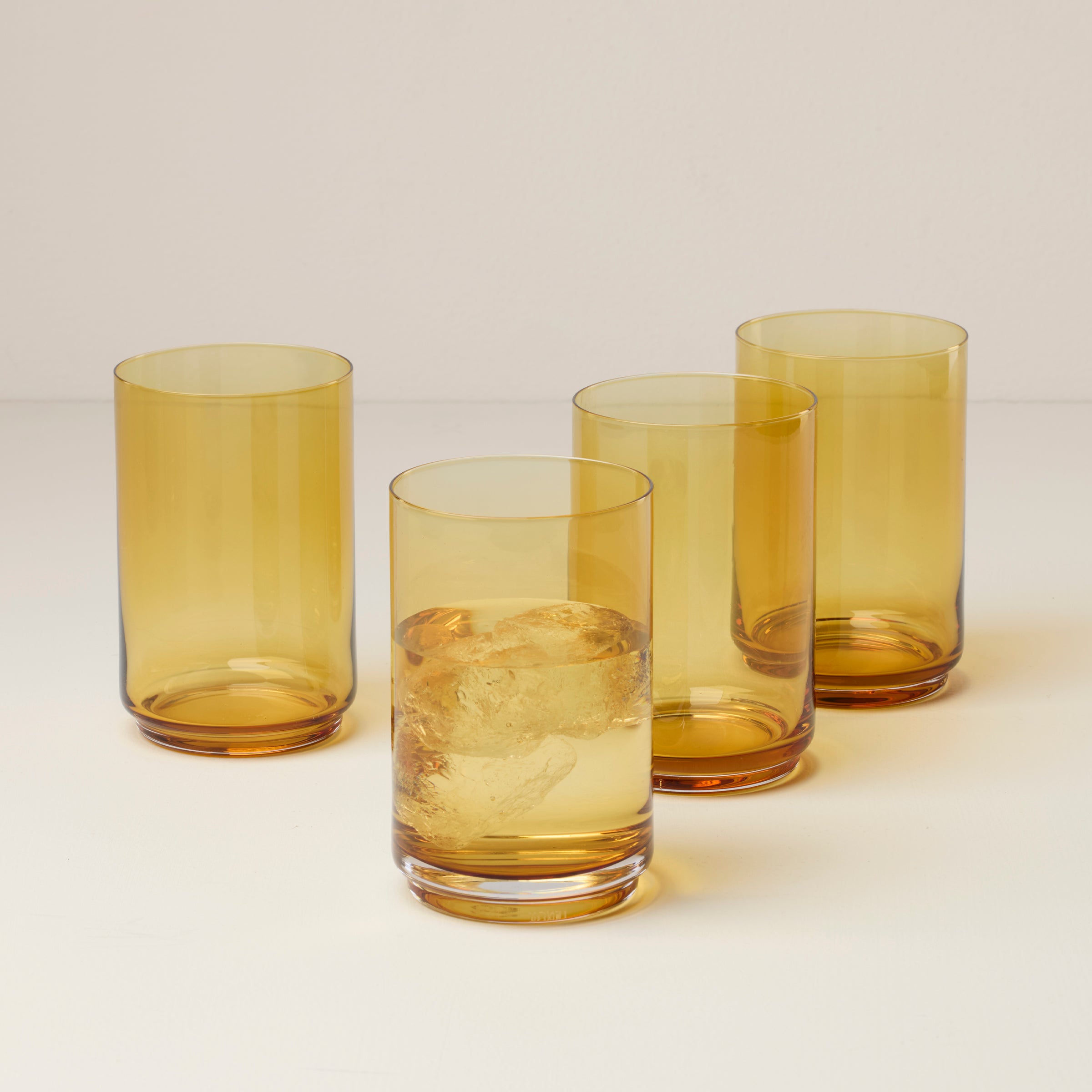Premium Tuscany Stackable Amber Glass Coolers - Set of 4 Insulated Tumblers for Iced Coffee, Cocktails & Outdoor Parties