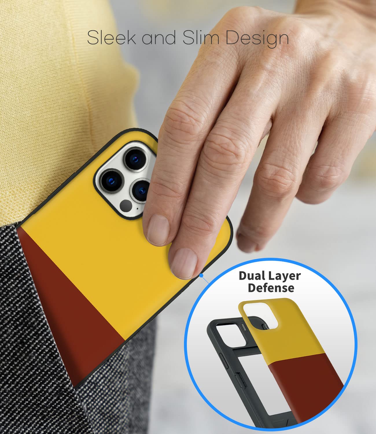 Qoosan iPhone 12/12 Pro (6.1 inch) Slim Wallet Case with Card Holder & Mirror - Protective Phone Cover in Yellow | Perfect for Everyday Use, Travel & Hands-Free Convenience