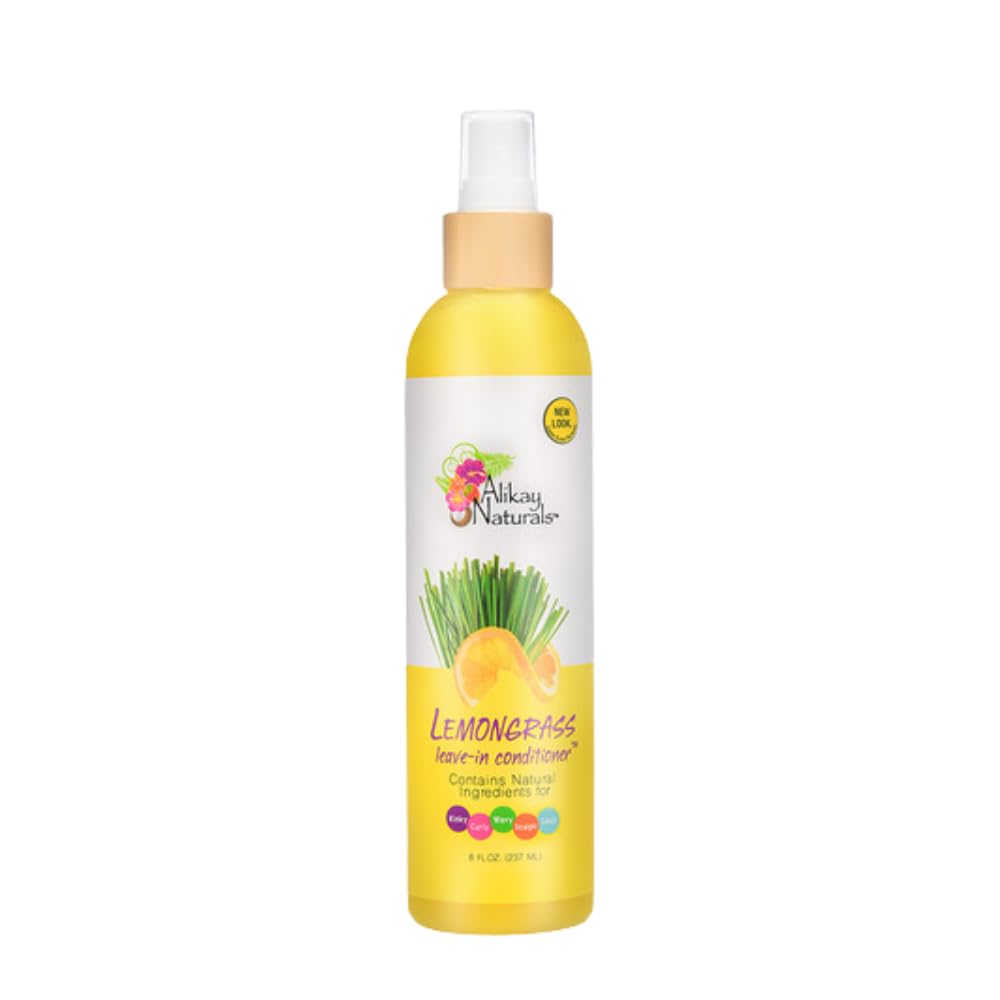 Alikay Naturals Lemongrass Leave-In Conditioner - 8 Fl Oz for Dry, Damaged Hair - Hydrating & Detangling Hair Treatment for Curly, Coily & Natural Hair Types - Perfect for Daily Use & Salon Styling