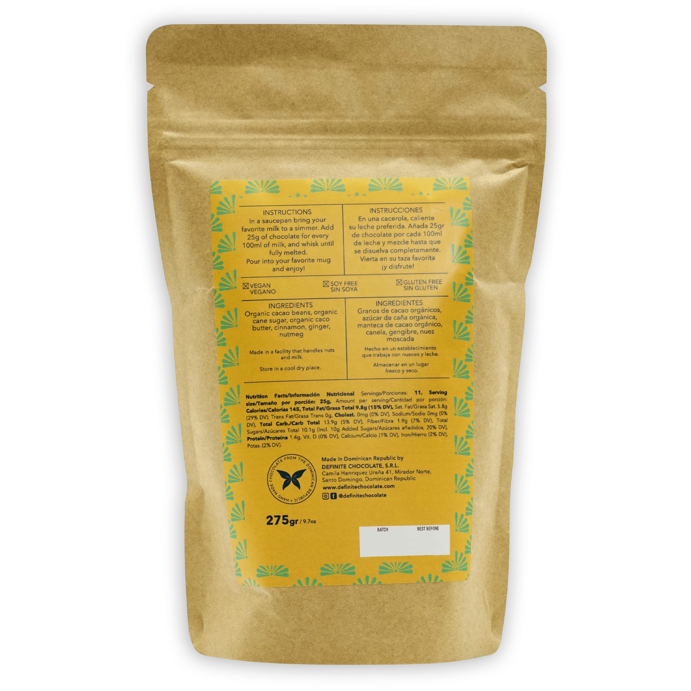 Premium 60% Dark Drinking Chocolate with Dominican Spices - Rich Cocoa Beverage Mix for Cozy Evenings & Holiday Gifting