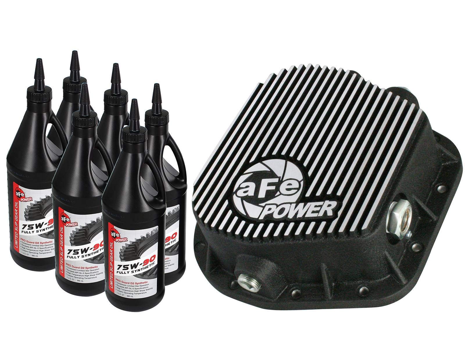 aFe Power 46-70152-WL Machined Rear Differential Cover with Gear Oil - Heavy-Duty Protection for Trucks & SUVs Off-Roading & Towing