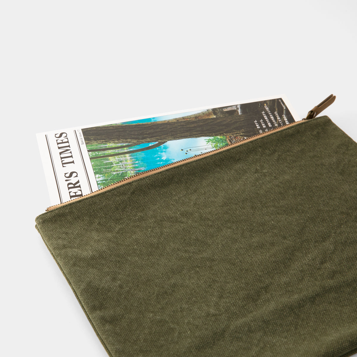 TRAVELER'S COMPANY Traveler's Factory Canvas Pouch - Large Size in Olive Green | Durable Travel Organizer for Passport, Wallet & Accessories | Perfect for Camping, Hiking & Daily Commute