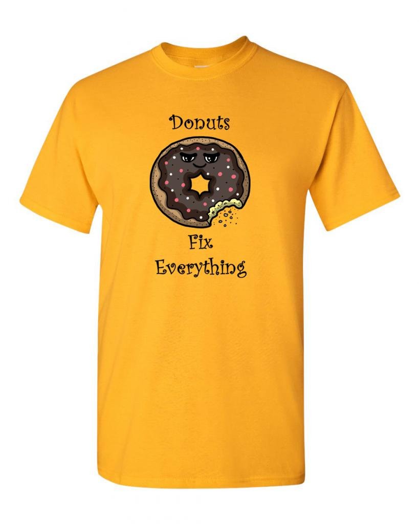 Donuts Fix Everything Funny Adult T-Shirt - Comfortable Cotton Tee for Casual Wear, Gifts & Donut Lovers