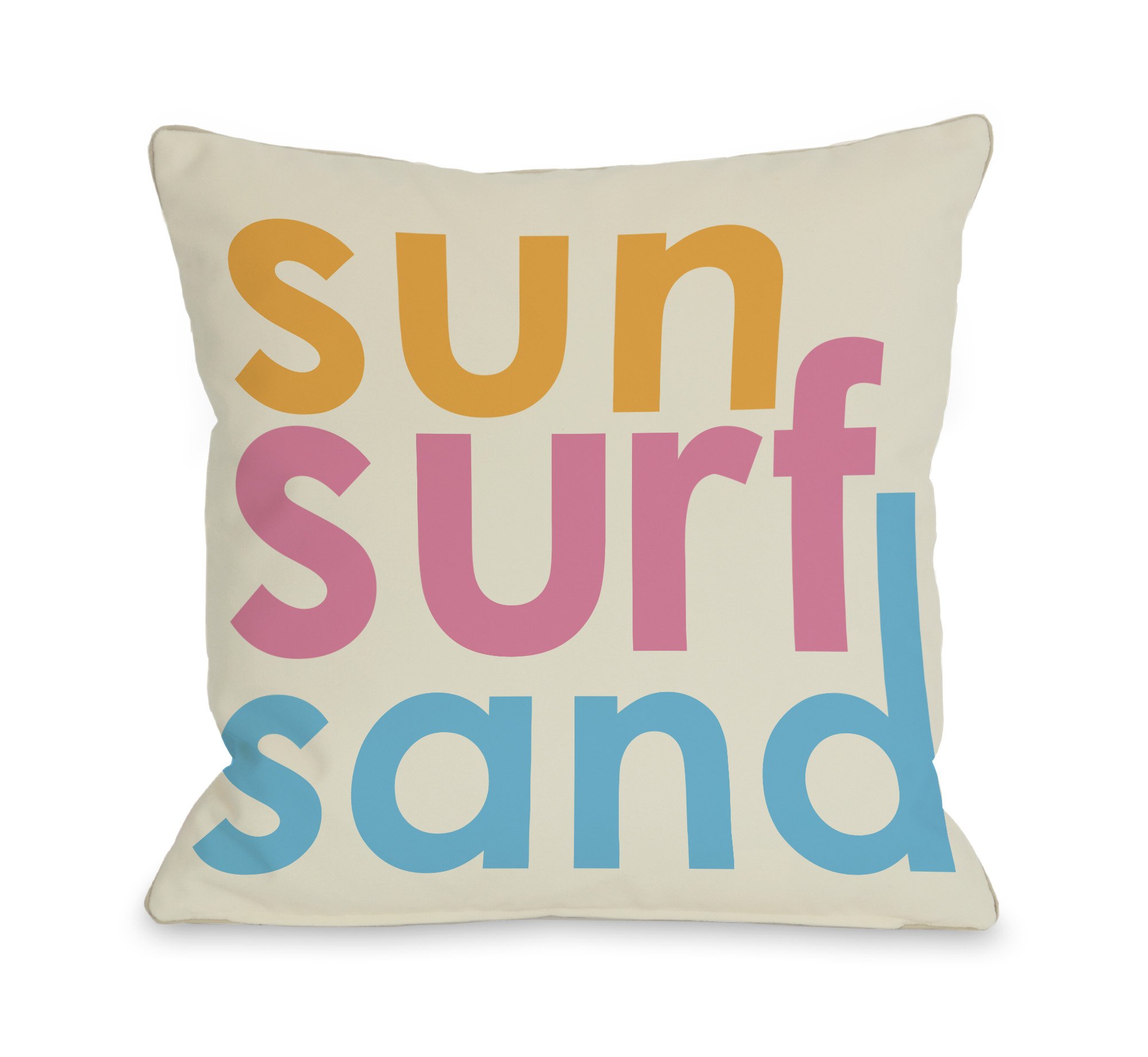 OBC Sun Surf Sand Outdoor Throw Pillow - 18x18 Inch Waterproof Decorative Pillow Cover for Patio, Beach, Poolside & Garden - Multi Color Bohemian Style Outdoor Decor