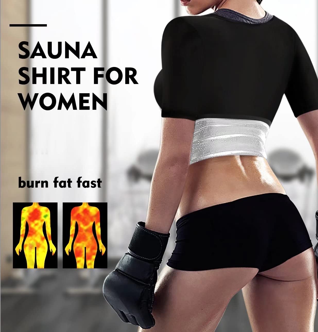 Women's Sauna Shirt for Weight Loss - Waist Trainer Sweat Vest with Zipper - Workout Body Shaper for Sauna, Gym & Fitness Training
