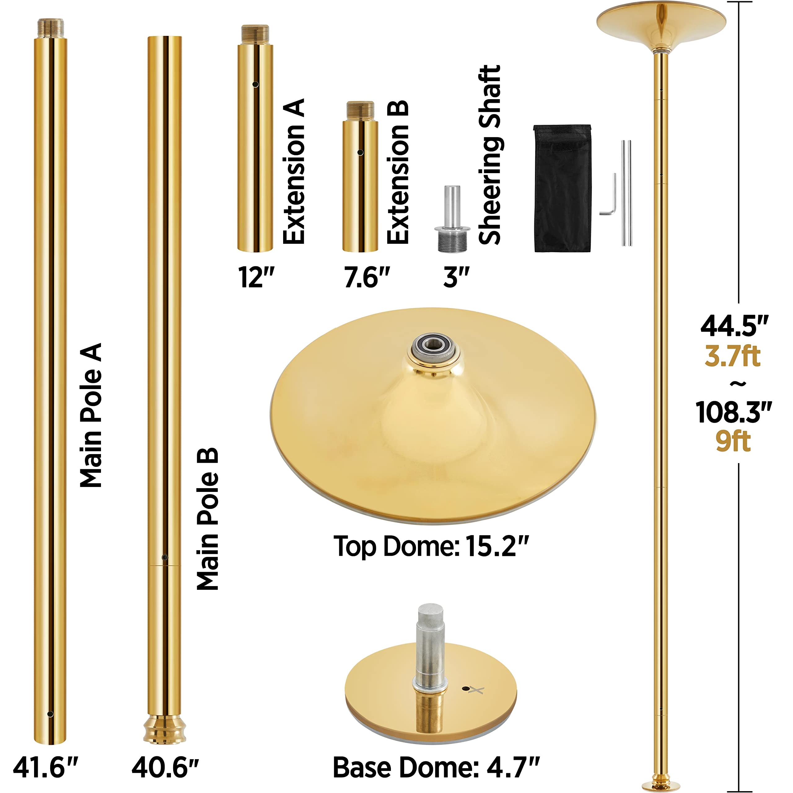 Yaheetech Adjustable Dance Pole for Home, Club, Bar & Gym - 44.5-108.3