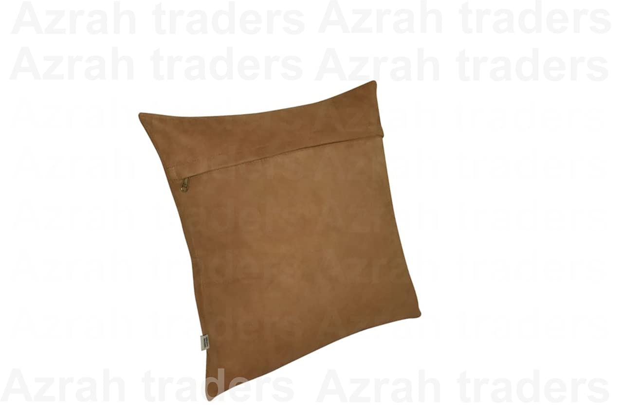 Premium Lambskin Suede Leather Pillow Covers - 20x20 Inch Sofa Cushion Cases - Luxury Decorative Throw Pillow Covers for Living Room, Bedroom & Dorm - Soft Camel Brown (Pack of 2) - Perfect for Home Decor, Cozy Reading Nook & Stylish Accent Pillows