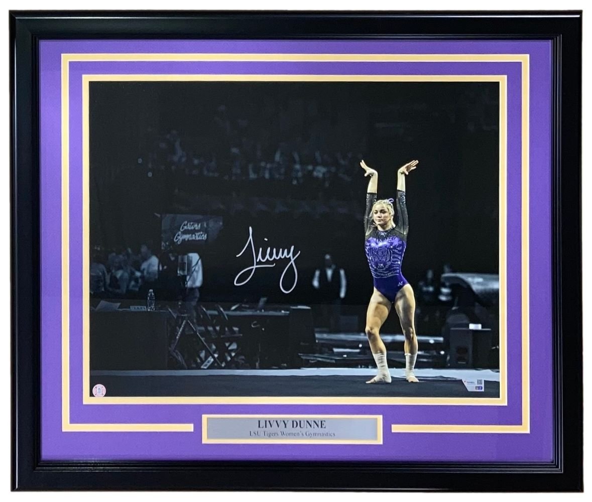 Livvy Dunne Autographed LSU Tigers 16x20 Framed Photo - Limited Edition Collectible for Sports Fans & Memorabilia Enthusiasts - Perfect for Home, Office, or Gym Decor