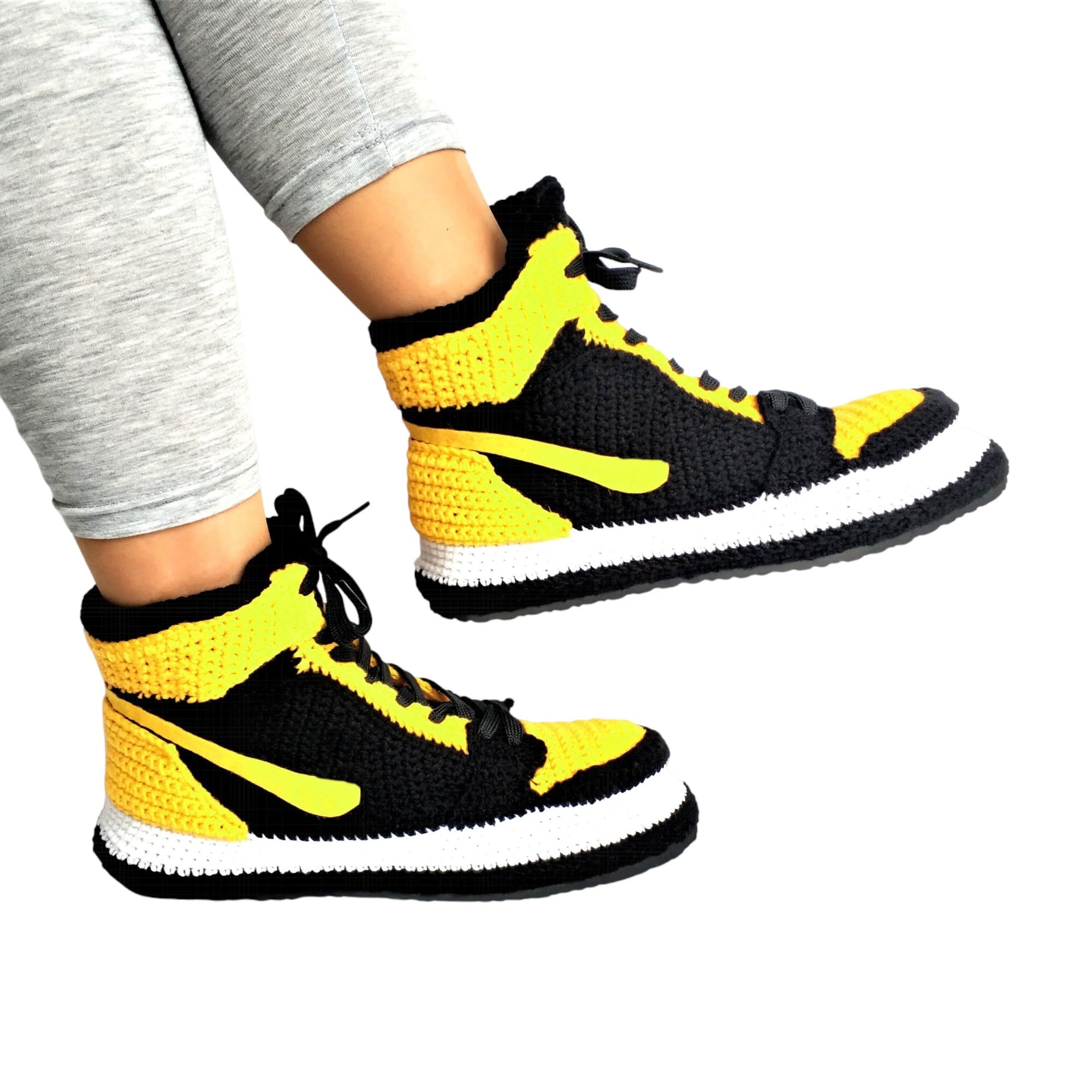 High Top Basketball Sneakers for Men & Women - Handmade Winter Warm Plush Socks - Retro Streetwear Fashion Shoes - Cozy Soft Knitted Booties for Hype Lifestyle | Perfect for Cold Weather, Gym, Casual Wear & Seasonal Outfits