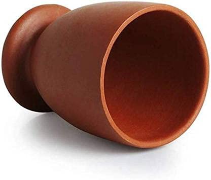 SHRIYAM CRAFTS Handmade Clay Glass for Tea, Drinking Water, Lassi & Milk - Natural Terracotta Cup (Pack of 1) - Perfect for Ayurvedic Drinks, Traditional Beverages & Eco-Friendly Home Use