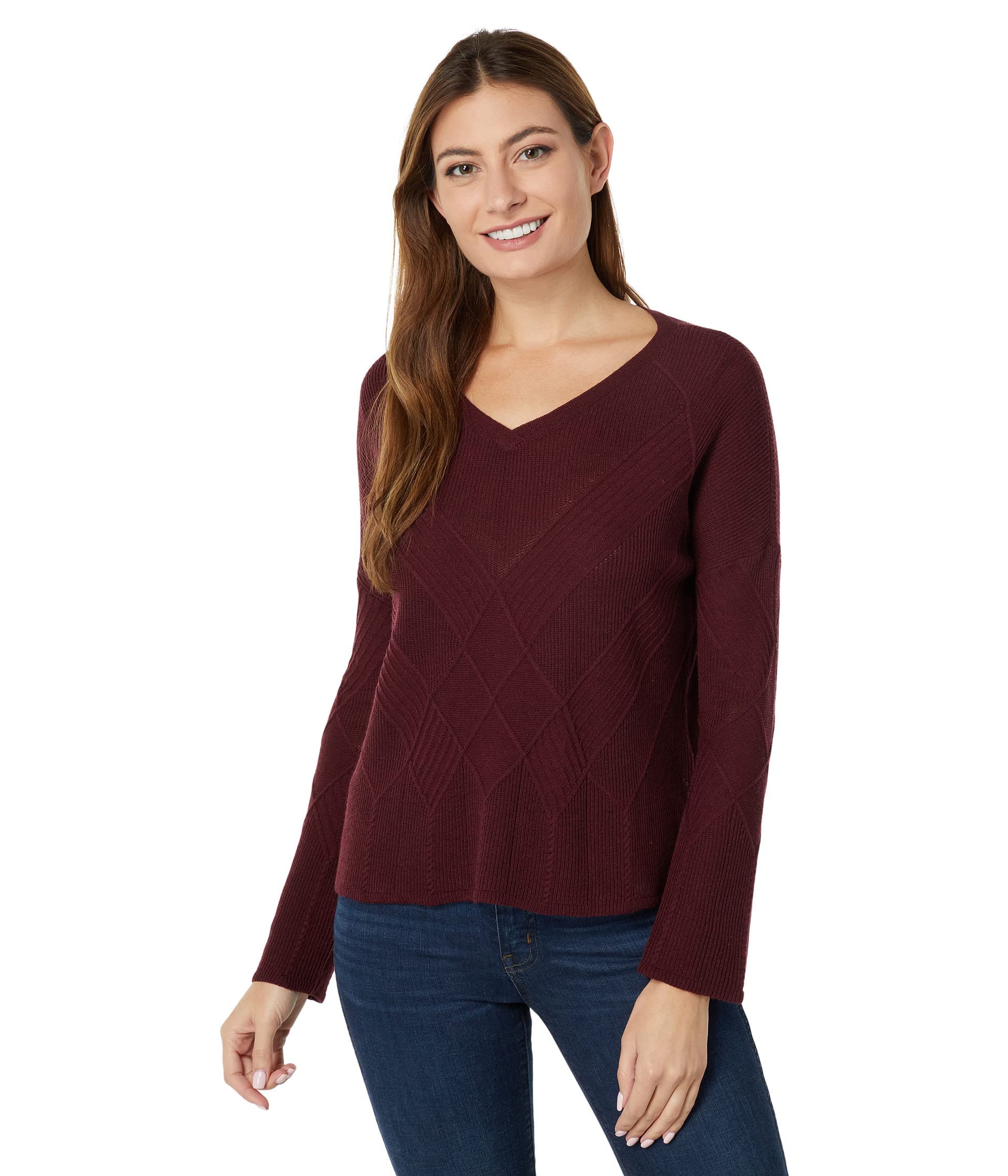 Smartwool Women's Merino Wool V-Neck Sweater - Soft Cable Knit Pullover for Winter, Hiking & Outdoor Activities (Regular Fit)