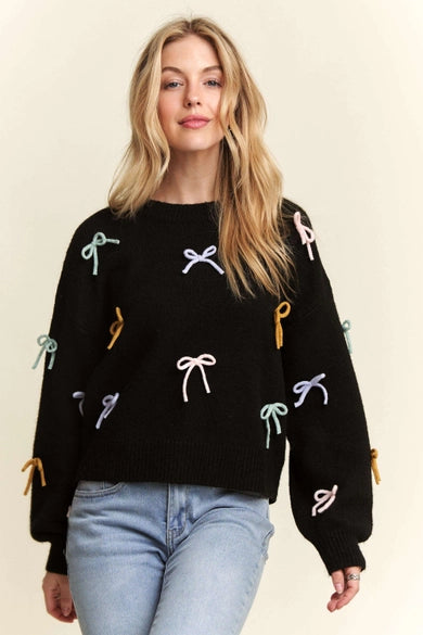 Elegant Bow Detail Sweater for Women - On Sale $31.20 | Cozy Winter Pullover for Office, Date Night & Holiday Outfits
