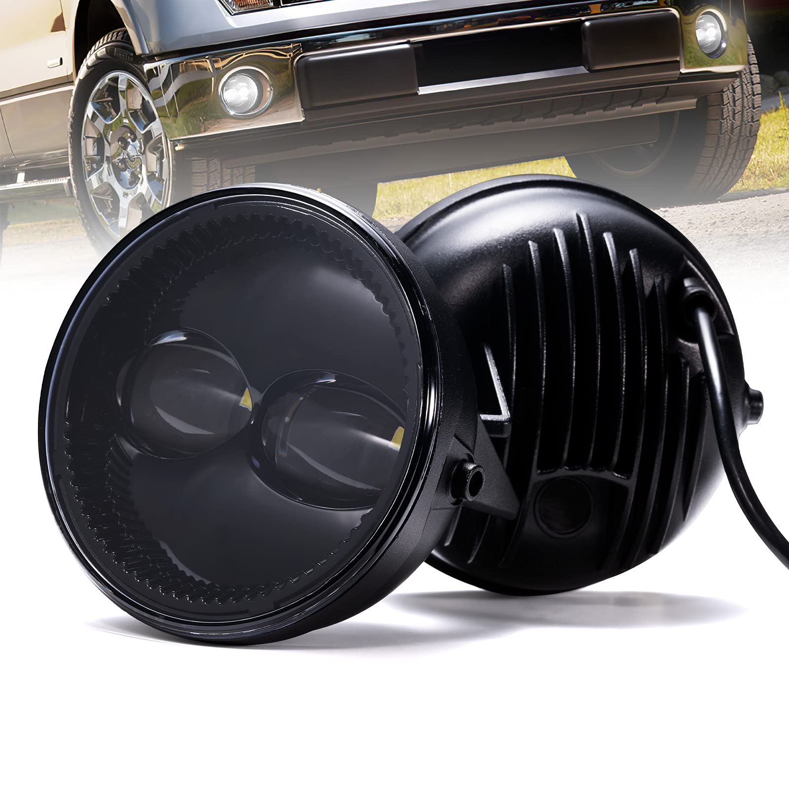 FIERYRED LED Fog Lights for Ford F150 - Waterproof Front Bumper LED Fog Lamps with Harness Adapter (2-Pack) | Durable Off-Road Lighting for Night Driving & Foggy Conditions