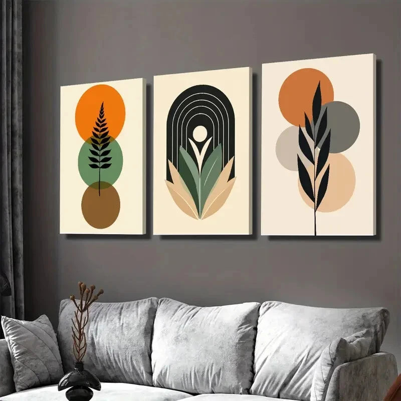 3-Piece Abstract Boho Style Framed Botanical Wall Art Set - 40x60cm High Quality Canvas Prints | Australian Made | Ready to Hang | Perfect for Living Room, Bedroom & Office Decor