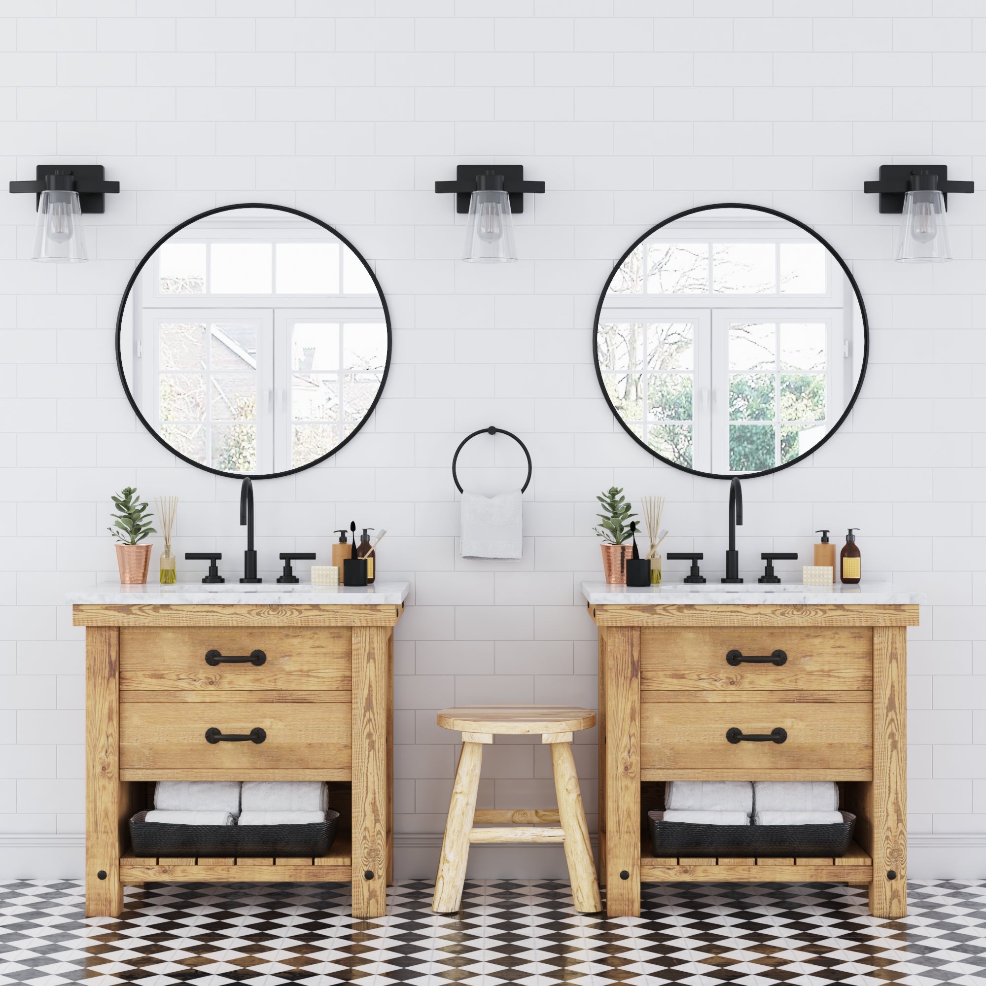 Fairendale Matte Black Vanity Light with Clear Glass Shade - Single Light Bathroom Sconce for Mirror Lighting, Powder Room & Dressing Area