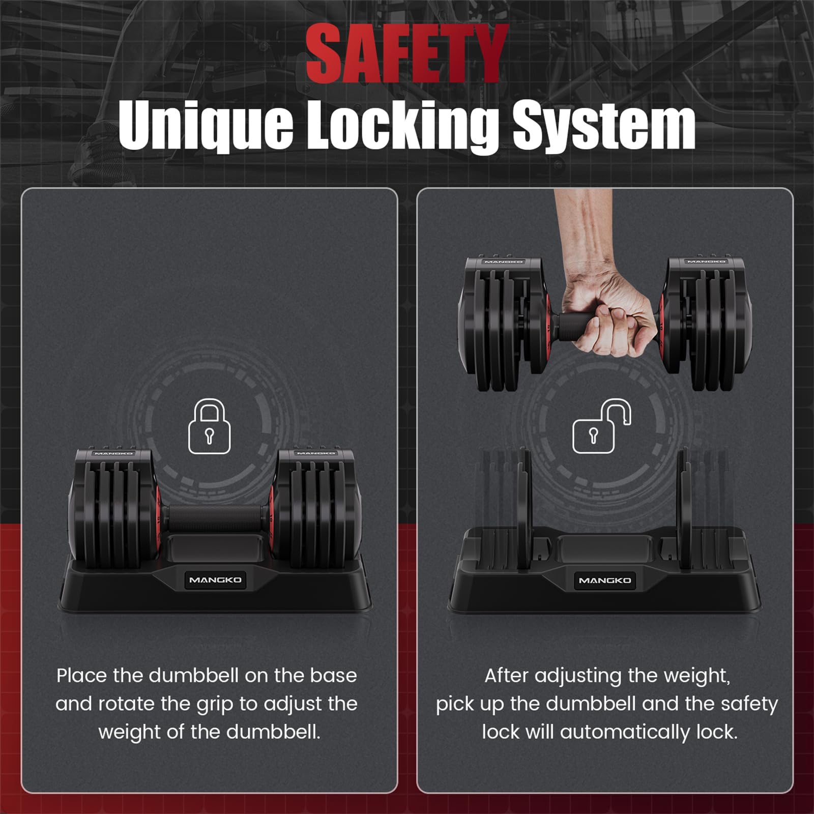 Mangko Adjustable Dumbbell Set 25LB - 5 in 1 Weight Dumbbells with Anti-Slip Nylon Handle for Home Gym, Strength Training & Full Body Workout - Perfect for Weight Lifting, Muscle Building & Fitness Exercises at Home