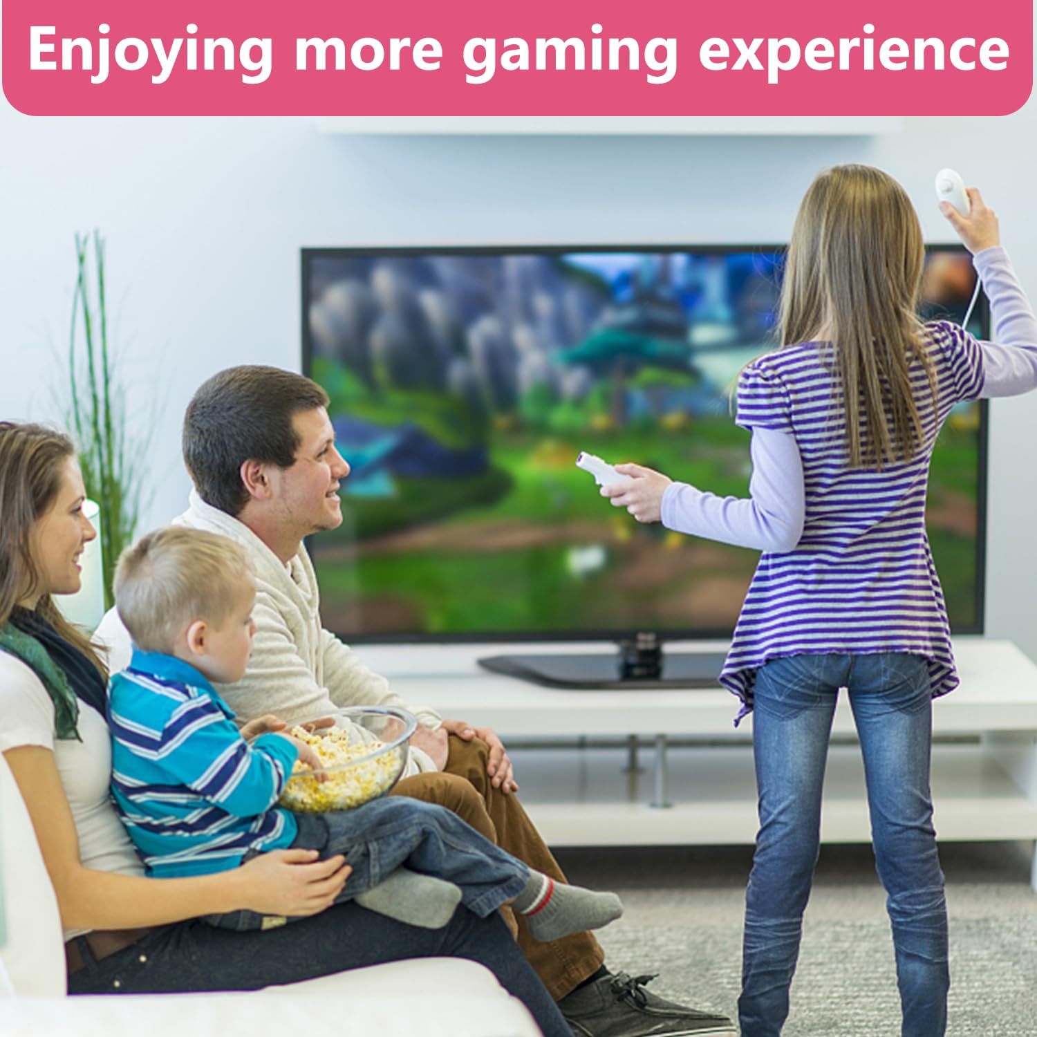 OSTENT Motion-Sensing Wired Nunchuk Controller for Nintendo Wii - Pink Gaming Accessory | Perfect for Wii Sports, Mario Kart & Family Game Nights