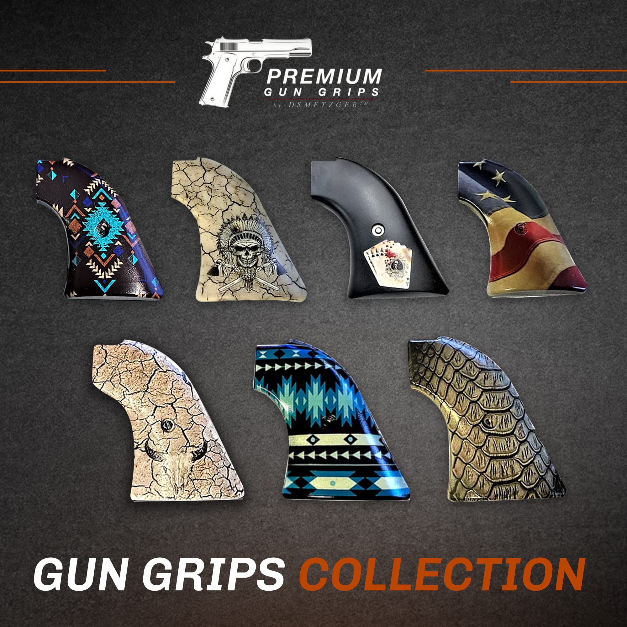 Premium Gun Grips Replacement for Heritage Rough Rider .22 Model - Wild Bill's Dead Man's Hand Style - Perfect for Shooting Range & Cowboy Action Shooting