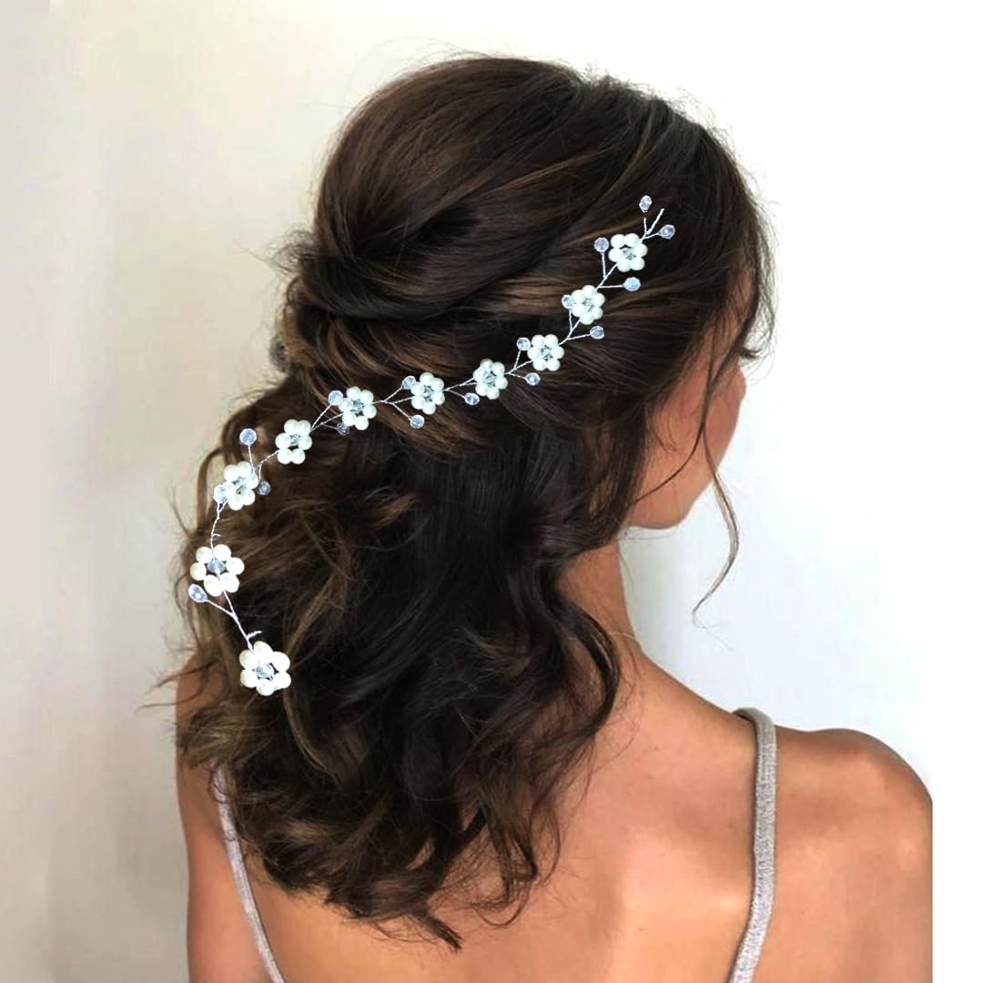 Floral Pearl Hair Pin for Women - Elegant Hair Veil & Judabun Hair Accessories for Weddings, Parties & Special Occasions