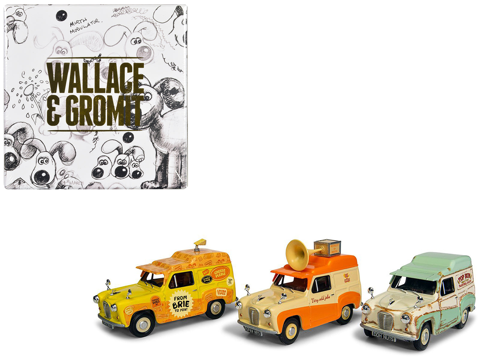 Wallace & Gromit Austin A35 Van Diecast Model Car Set - 3 Piece Collectible Toy Vehicles by Corgi | Perfect for Display, Gifts & Movie Fans Collection