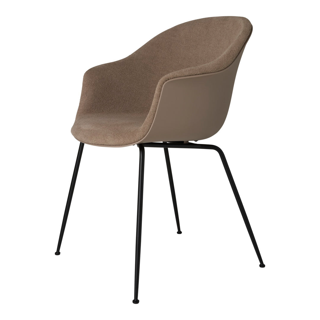 Modern Bat Dining Chair with Black Matte Conic Base & Front Upholstery - Perfect for Kitchen, Dining Room, and Restaurant Settings