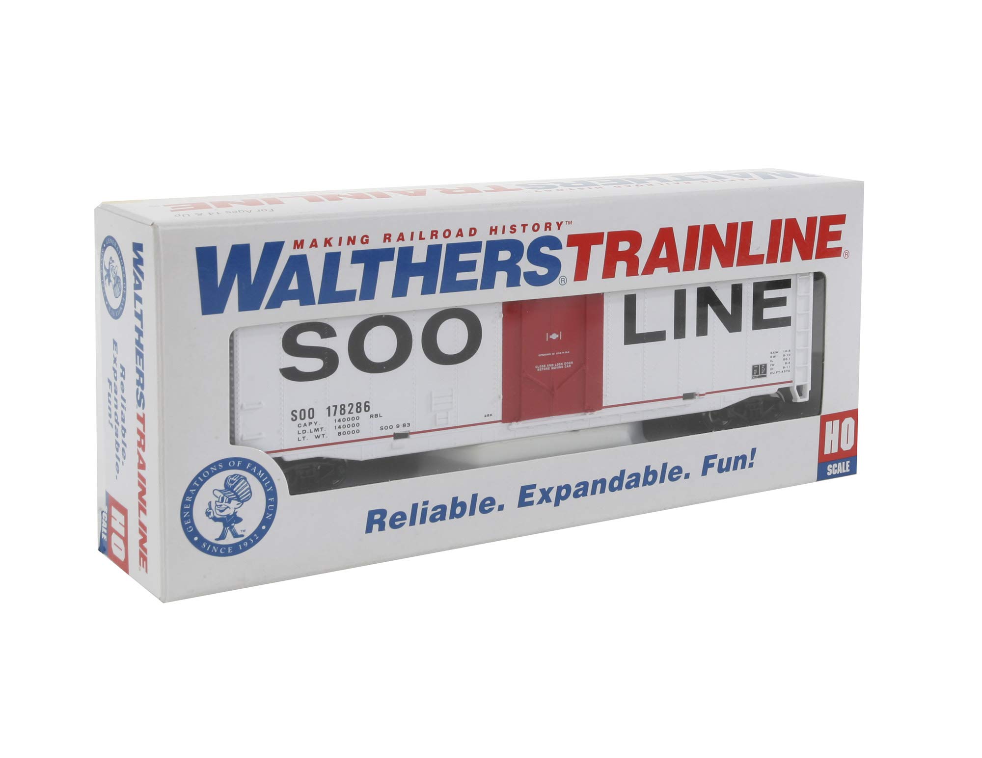 HO Scale 50' Plug-Door Boxcar Train Model with Metal Wheels - Soo Line Railroad - Perfect for Model Train Layouts, Collectors & Railroad Enthusiasts
