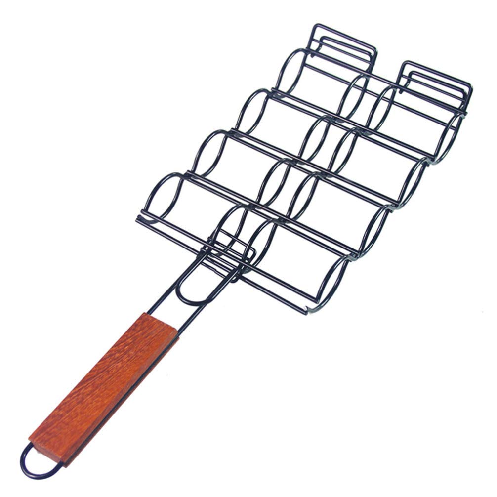 BESPORTBLE Stainless Steel Grill Basket - Corn BBQ Holder with Non-Stick Coating & Long Wooden Handle - Perfect for Home Kitchen, Outdoor Barbecue, Camping, and Backyard Party Accessories