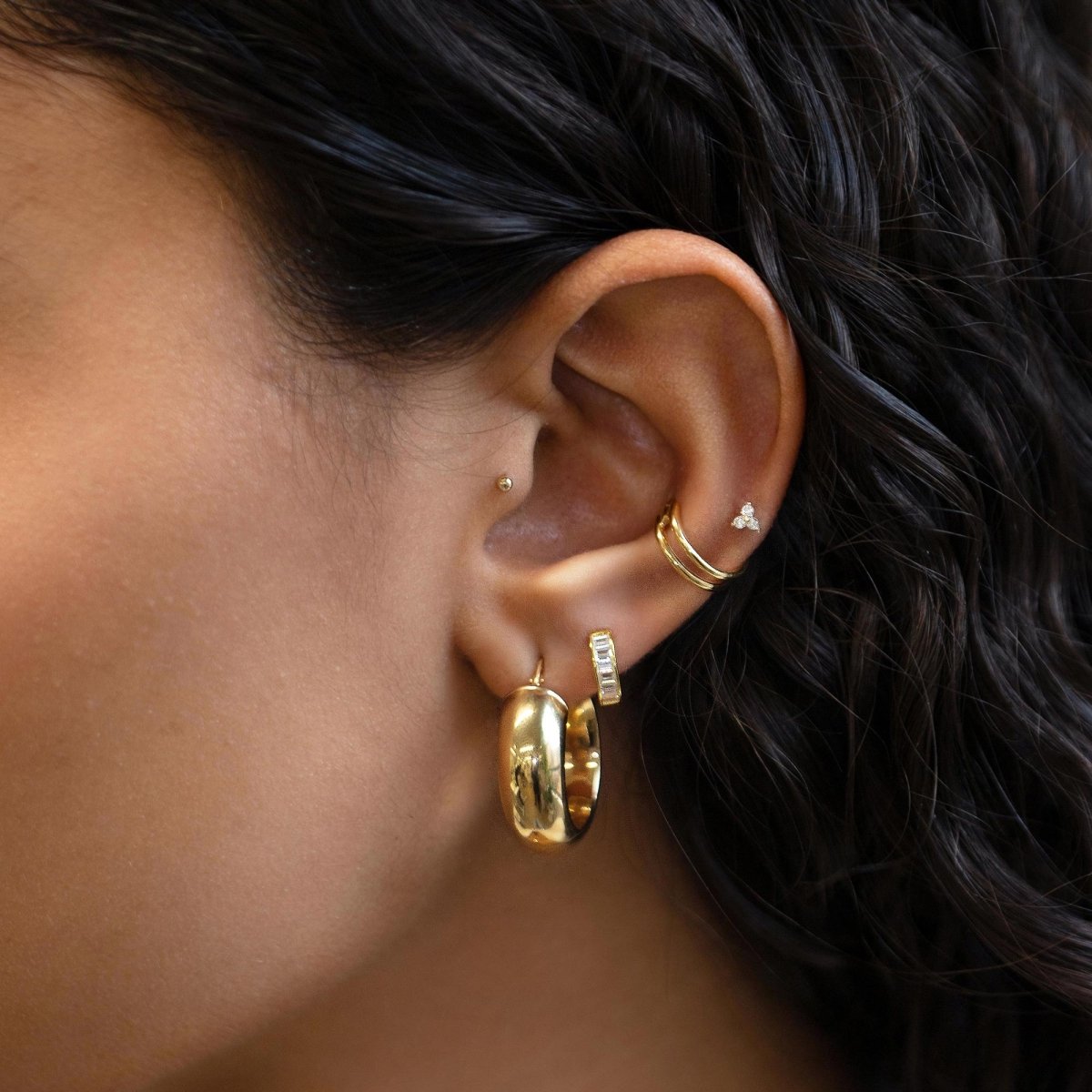 Tiny Clover Pavé Stud Earrings - 14K Gold Plated Minimalist Studs for Women - Perfect for Everyday Wear, Gifts & Special Occasions