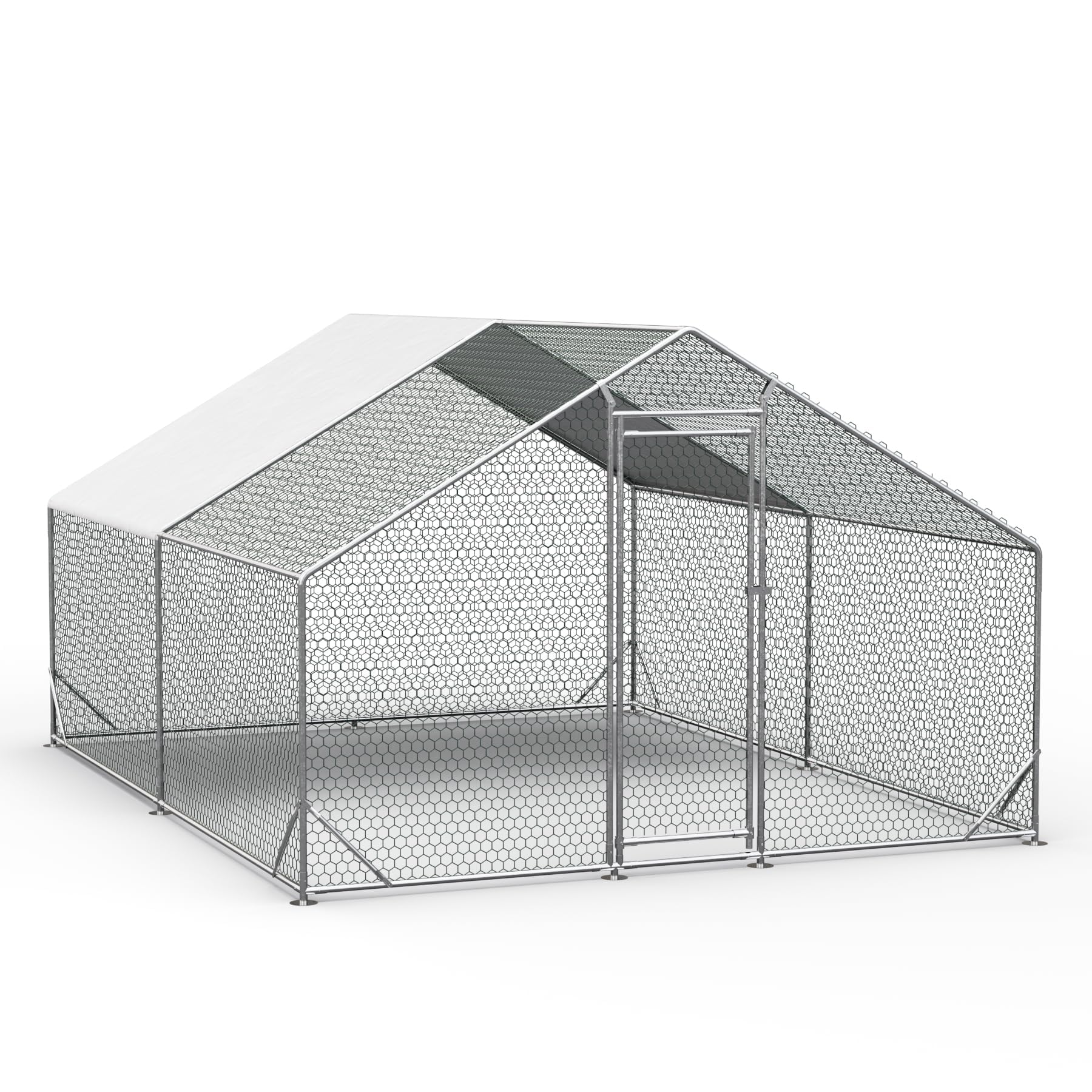 **OUYESSIR Large Walk-in Metal Chicken Coop with Waterproof Spire Roof - 10'L x 13'W x 6.56'H Outdoor Poultry Cage for Chickens, Rabbits & Ducks - Durable Backyard Farm Habitat for Small Animals (Silver)**    *(Perfect for Backyard Farming, Urban Homesteading, and Small Animal Protection from Predators & Weather)*