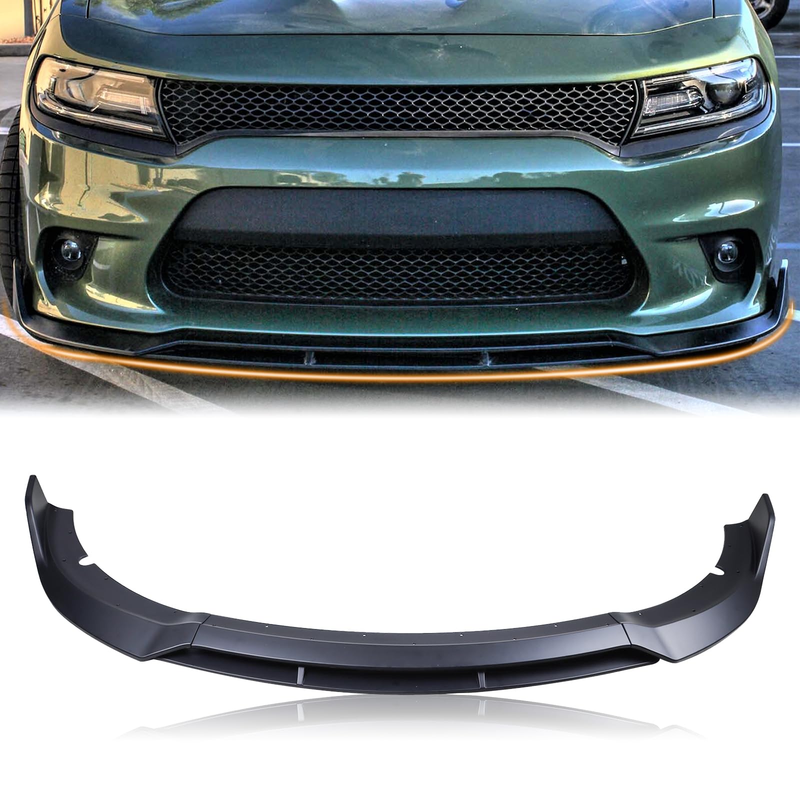 2015-2023 Dodge Charger SRT RT GT SXT Matte Black Front Bumper Lip Spoiler - Aerodynamic Body Kit Accessory for Enhanced Style & Performance - Perfect for Street Racing & Car Shows