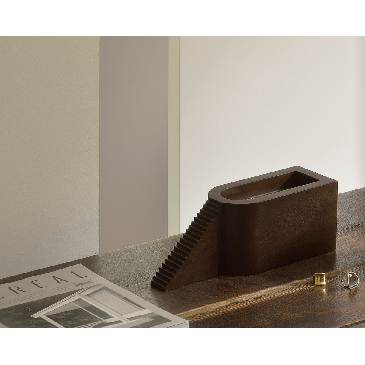 Ethnicraft Berlin Modern Wooden Side Table - Mid-Century Design for Living Room, Bedroom & Office Decor