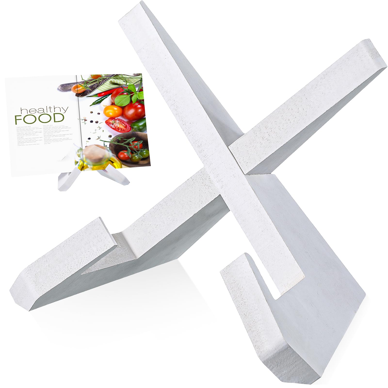 Natural Rustic Bamboo Cookbook Stand - Wooden Recipe Book Holder for Kitchen Counter, Rustic Cook Book Holder Stand, Perfect for Baking, Cooking, and Meal Prep