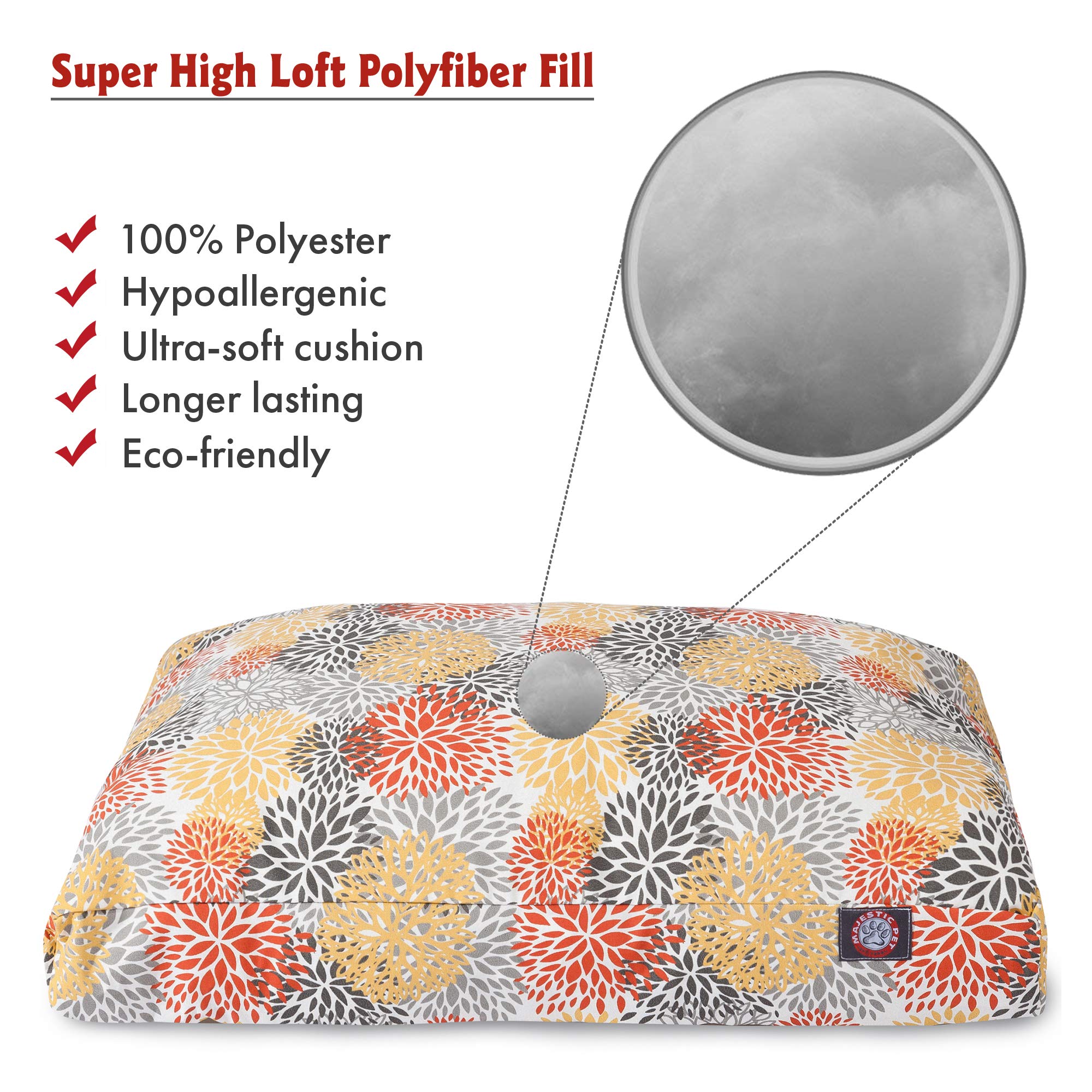 Majestic Pet Citrus Blooms Large Rectangle Dog & Cat Bed - Soft Plush Pet Bed for Medium to Large Breeds, Perfect for Living Room, Bedroom & Crate Use