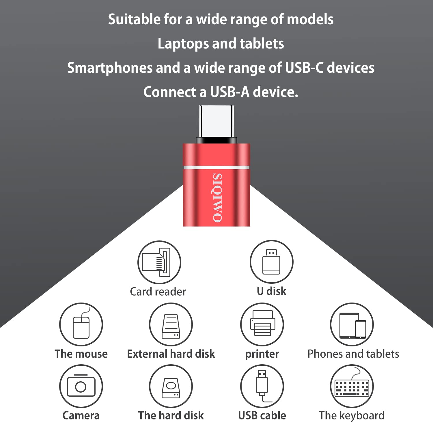 SIQIWO USB C to USB 3.0 OTG Adapter [2 Pack] - Thunderbolt 3 Compatible Type C Adapter for MacBook Pro/Air, Dell XPS, Galaxy, Huawei, Surface Go - Perfect for Data Transfer & Charging on Travel, Office & Home Use