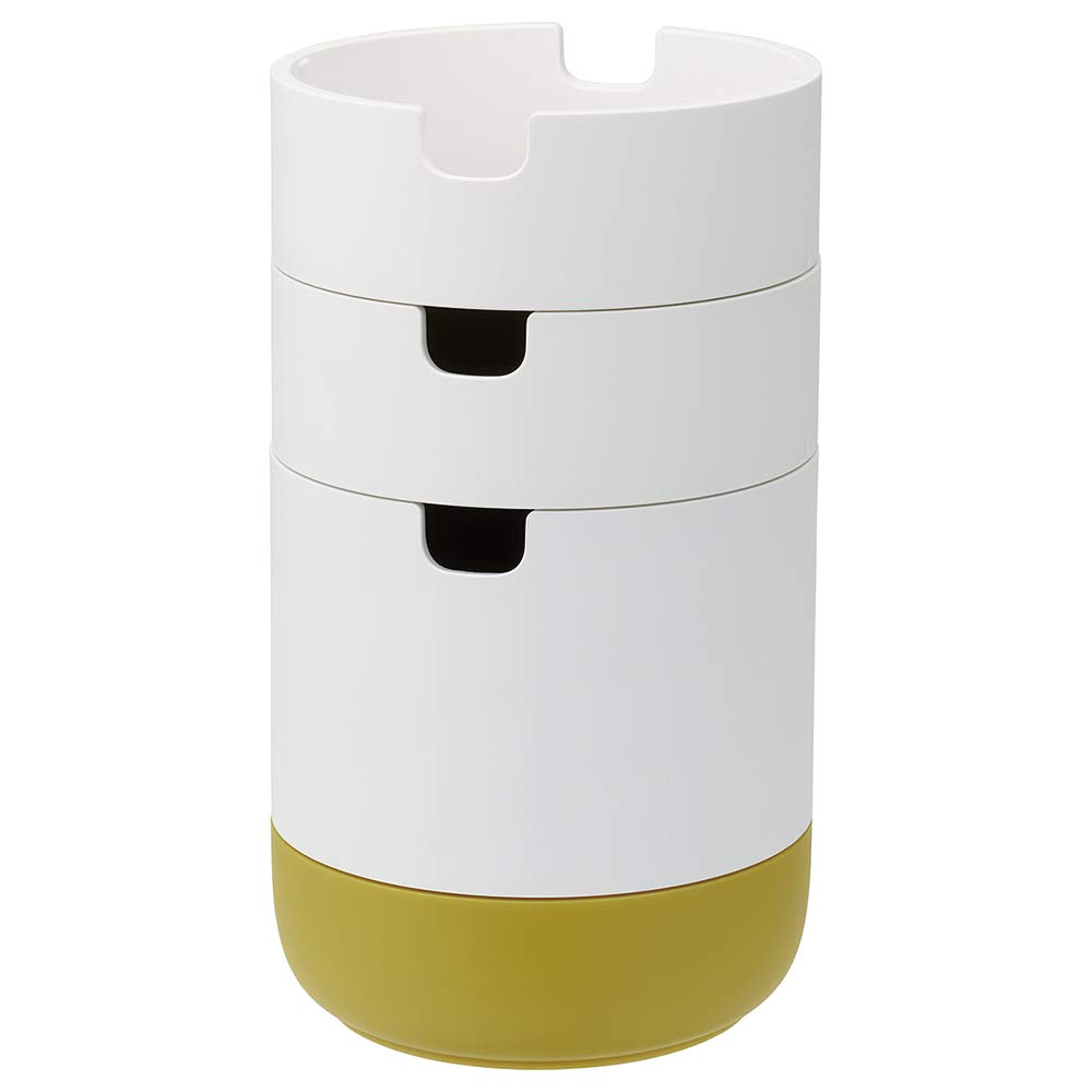 Nakabayashi CAPOTTO ABS Resin Stacking Desk Organizer - Mustard Yellow | Office & Home Storage Solution for Pens, Clips & Supplies | Space-Saving Stackable Design for Workstations & Study Areas