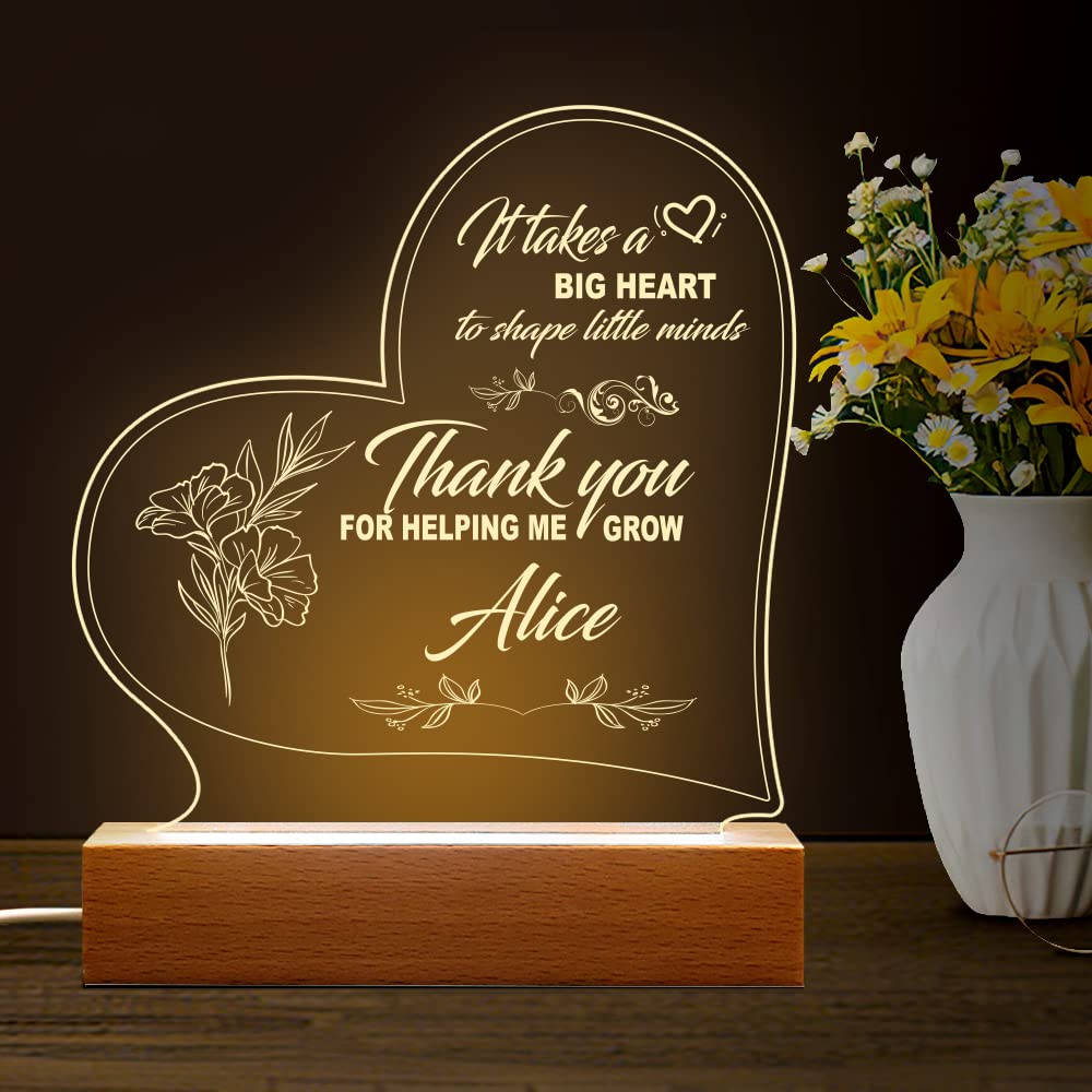 Custom Teacher Night Light - Personalized Name & Photo Gift for Classroom Decor - Perfect for Back to School & Teacher Appreciation