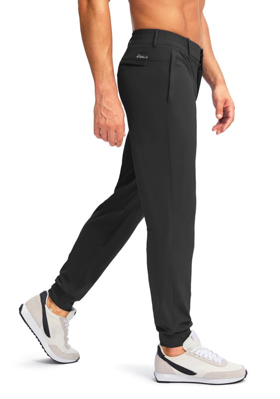 Pudolla Men's Slim Fit Golf Joggers with Zipper Pockets - Stretch Lightweight Sweatpants for Casual & Dress Wear | Perfect for Golf, Travel & Everyday Comfort