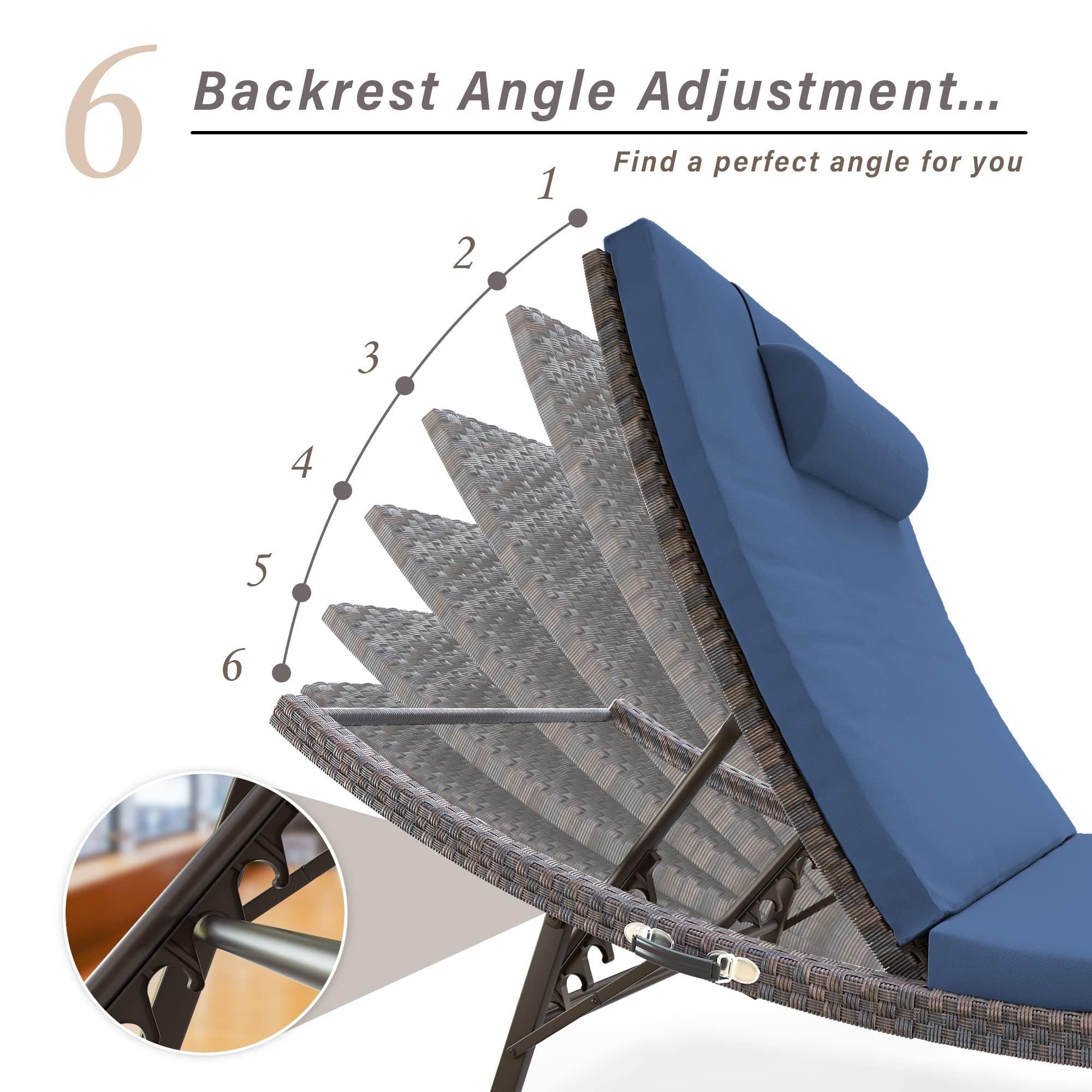 3-Piece Patio Chaise Lounge Set with Adjustable Rattan Backrest & Folding Table - Outdoor Furniture for Poolside, Beach, Backyard, Porch | Perfect for Sunbathing, Relaxing & Entertaining Guests