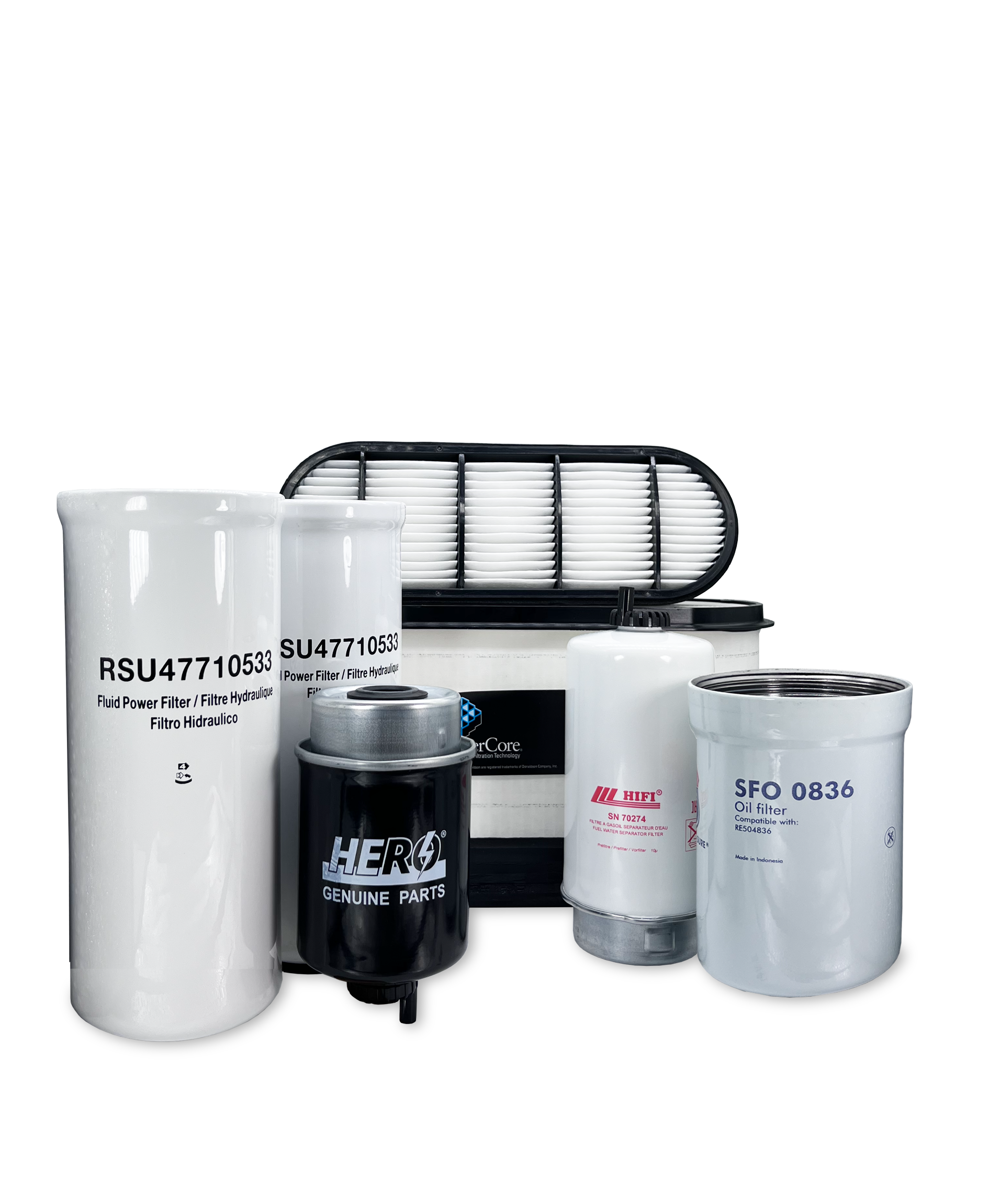 HERO® Maintenance Filter Kit for John Deere 550K Crawler Dozer - Air, Oil & Fuel Filters Replacement - Compatible with John Deere 550K Dozers - Ideal for Construction & Heavy Equipment Maintenance
