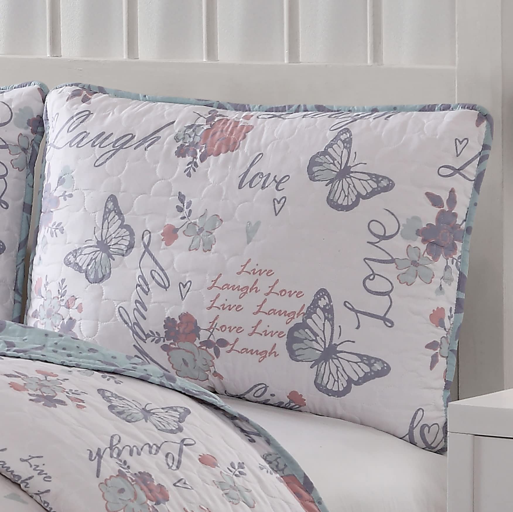 Live Laugh Love Reversible King Quilt Set - Cozy Bedroom Decor