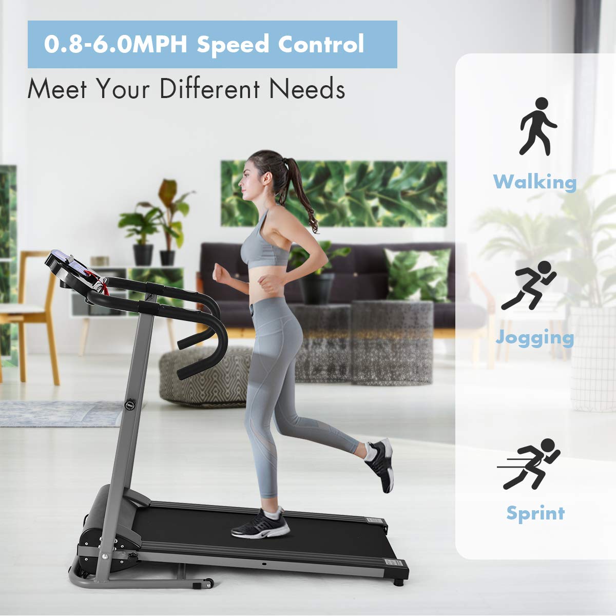 GYMAX Folding Electric Treadmill - Motorized Running & Jogging Machine with LCD Display, Device Holder - Heavy Duty Home Treadmill for Walking, Running & Cardio Workouts - Perfect for Home Gym, Small Spaces & Apartment Fitness