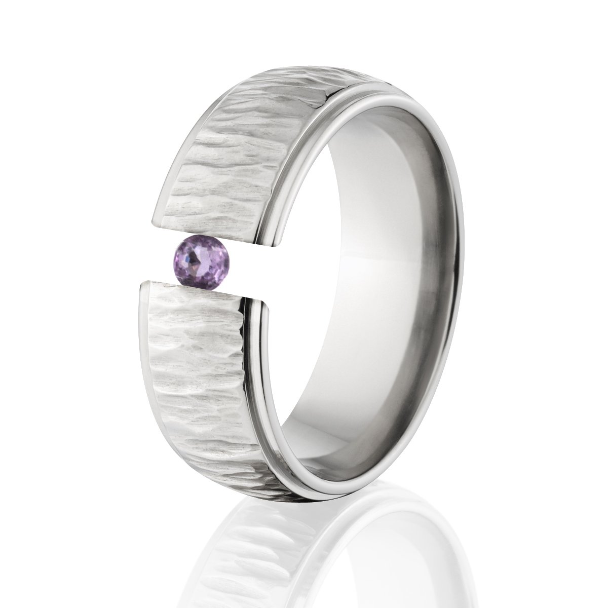 Stunning Amethyst Titanium Tension Ring | Elegant Purple Gemstone Jewelry for Women | Perfect for Weddings, Anniversaries & Special Occasions