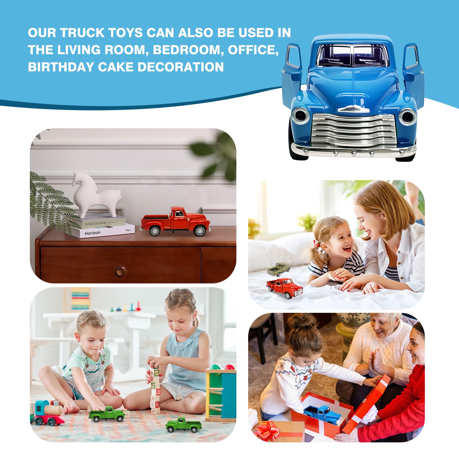 Little Blue Truck Toy - 1:32 Alloy Driveable Kids Car with Opening Doors - Best Gift for Boys & Girls Ages 2-8 - Perfect for Easter, Christmas & Birthday Presents - Great for Pretend Play, Storytelling & Early Learning Activities