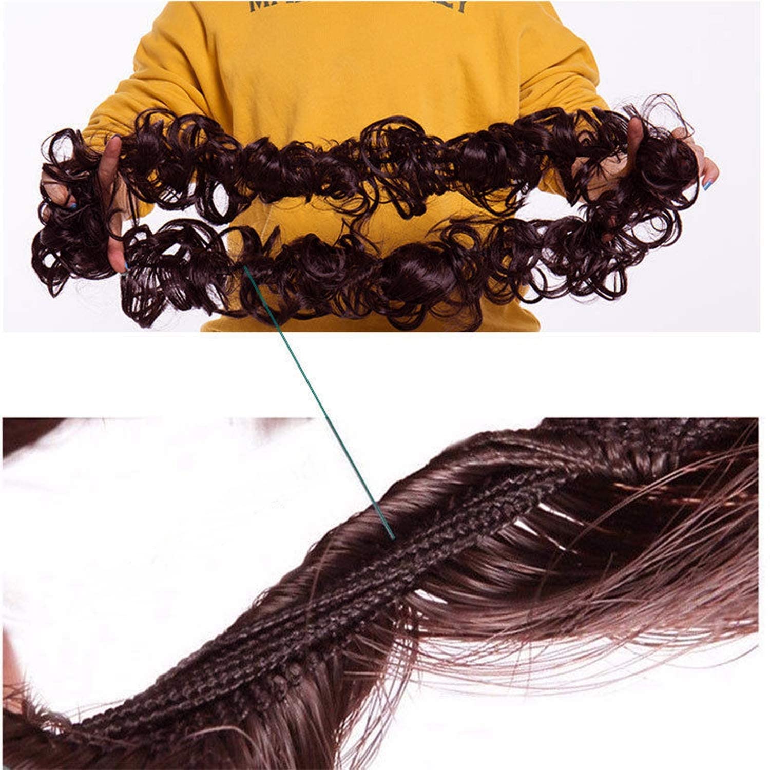 KAVIN Dark Brown Synthetic Frill Extension Messy Bun Hair Piece with Elastic for Women - Perfect for Parties, Weddings & Everyday Hairstyles (Pack of 1)