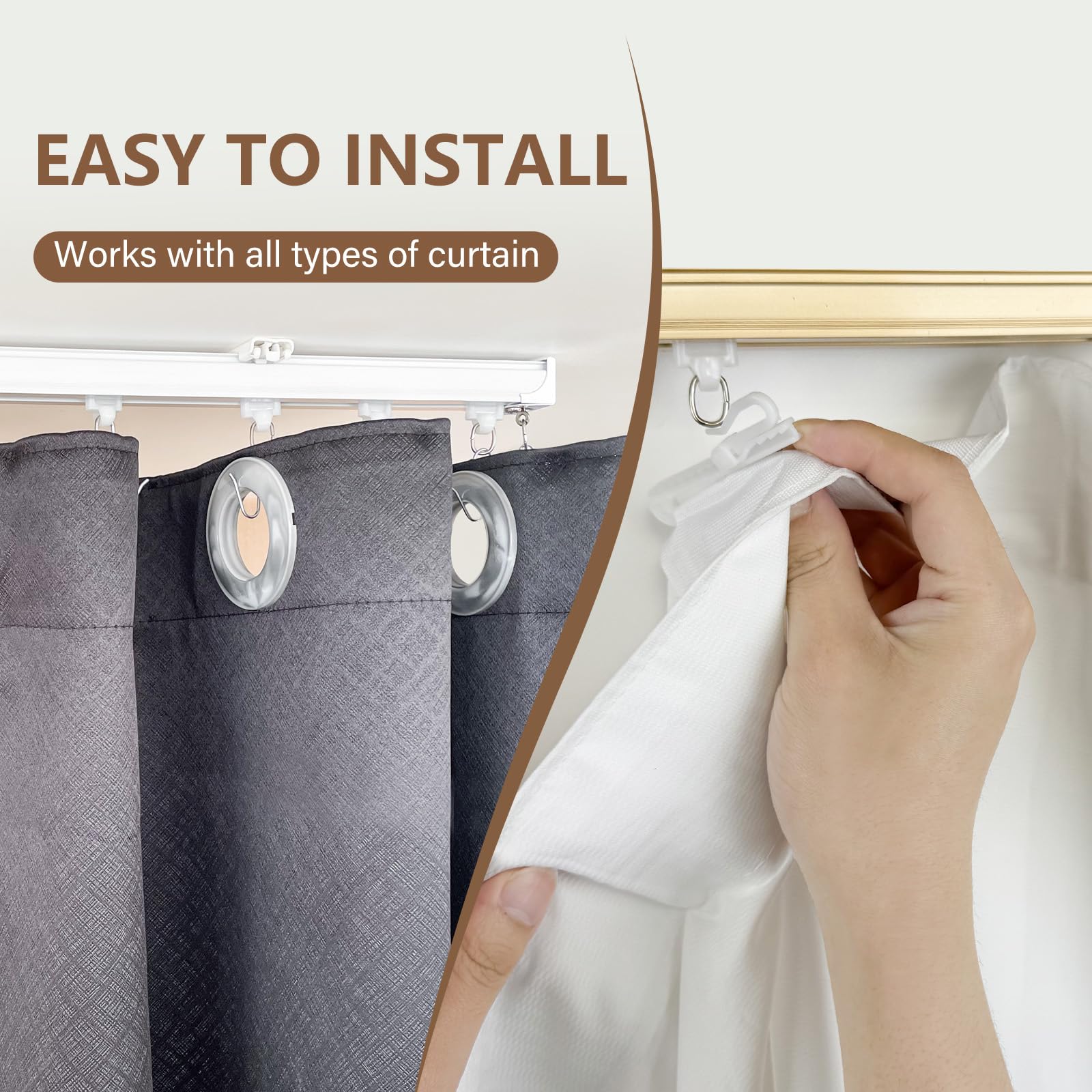 Heavy-Duty Ceiling Mount Curtain Track System - 18ft Black Room Divider Rail with Hooks for Living Room, Bedroom, Shower Privacy, RV & Garage | Durable Home & Commercial Use