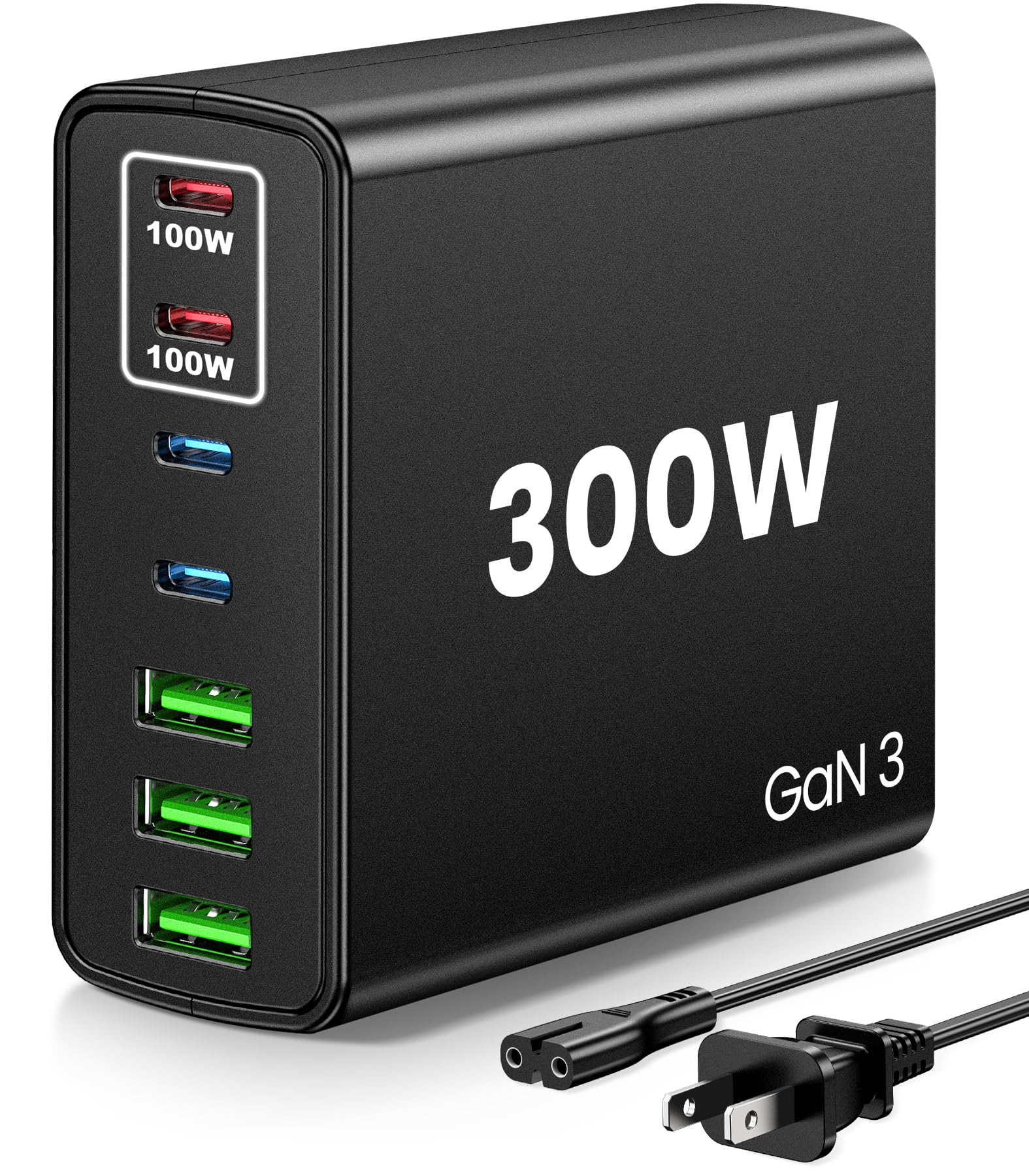 300W 7-Port USB C Fast Charging Station - Dual PPS PD 100W Wall Charger for MacBook Pro, Dell, HP, Surface, iPad, iPhone, Samsung Galaxy & Android Devices | Perfect for Home, Office & Travel Charging Multiple Devices Simultaneously