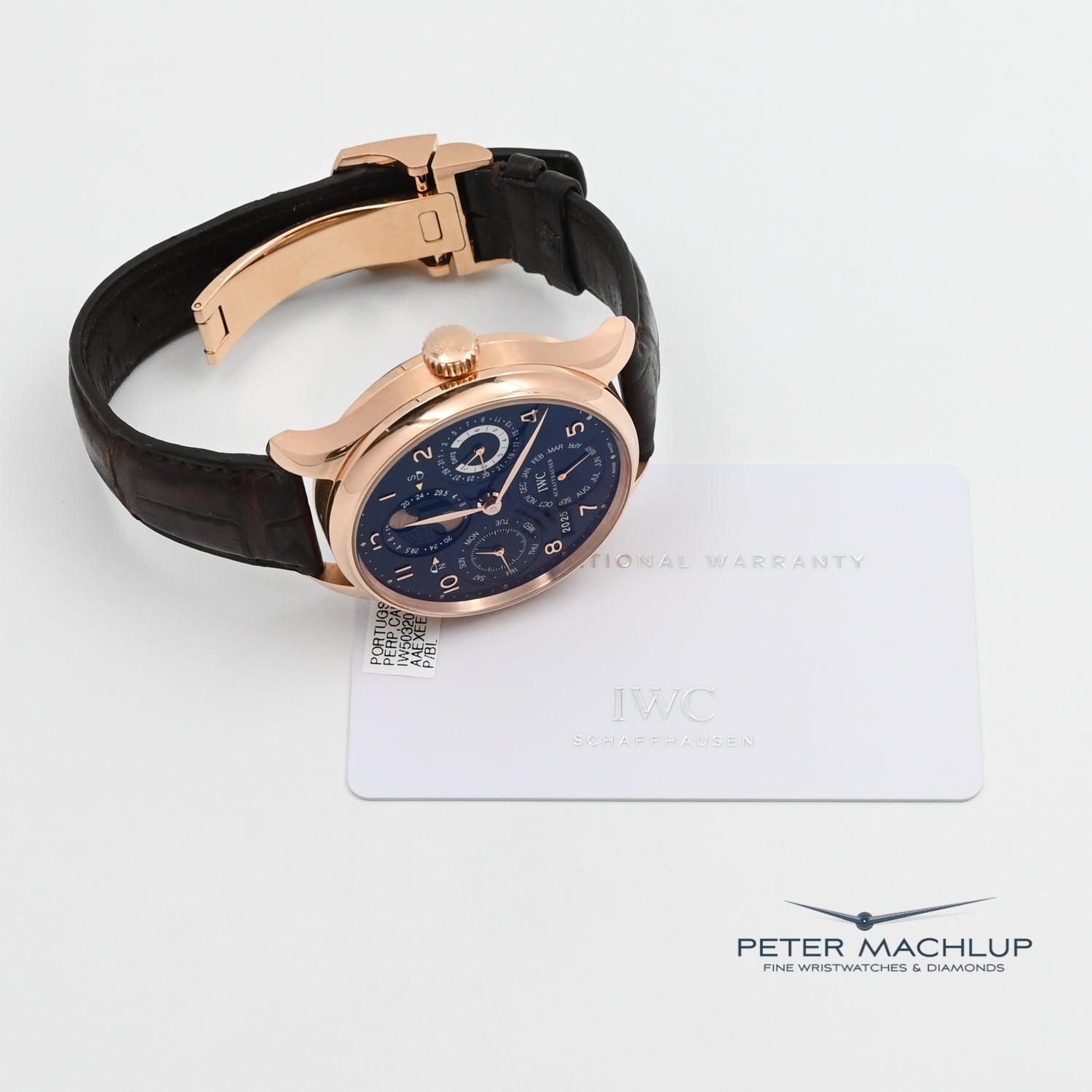 IWC Portuguese Perpetual Calendar Luxury Men's Watch - Rose Gold Case & Blue Dial - Perfect for Business Meetings & Formal Events