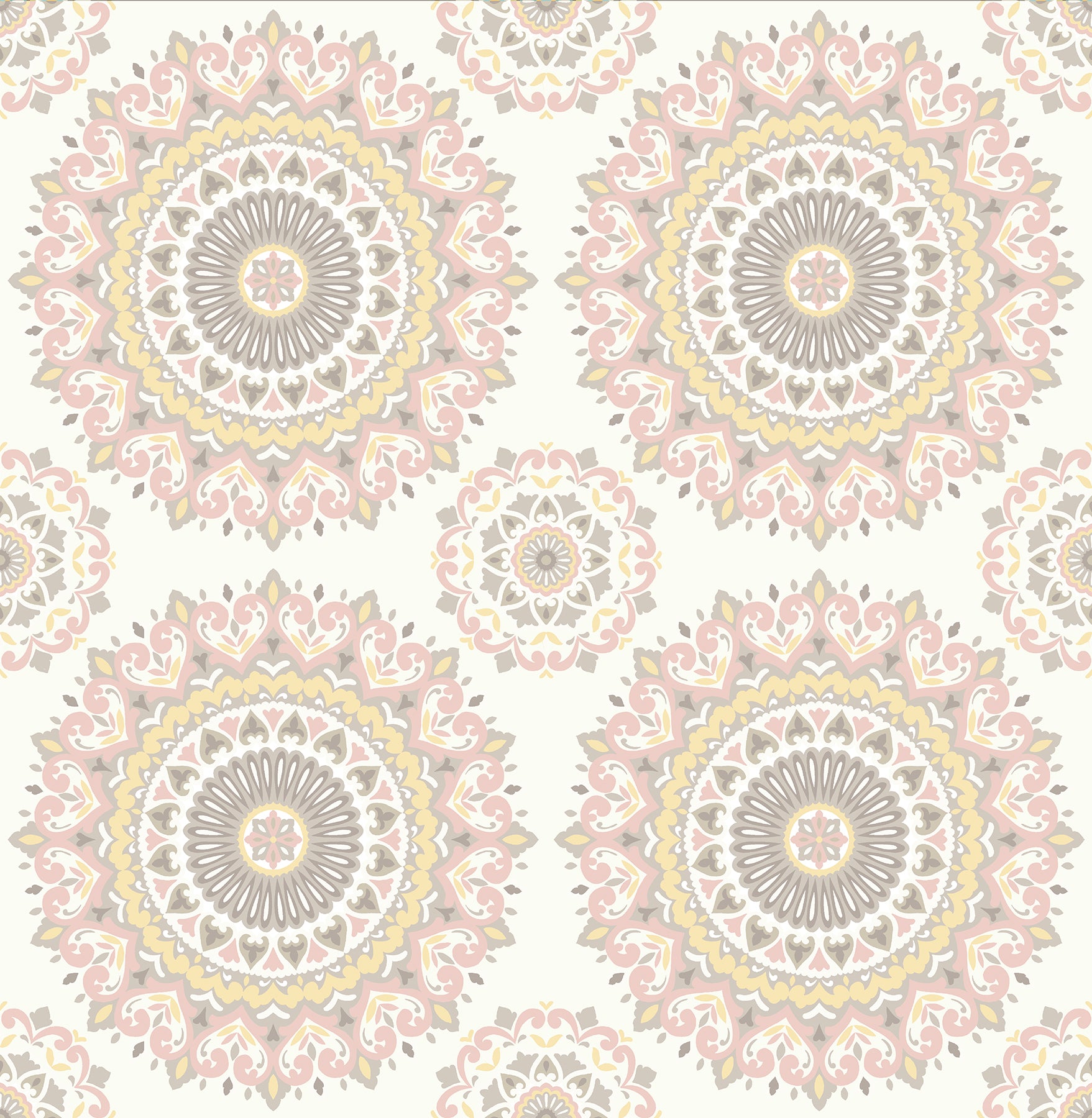 Kismet Light Pink Gemma Boho Medallion Wallpaper - Self-Adhesive Peel & Stick Wall Mural for Bedroom, Nursery, Living Room Decor | A Street Prints