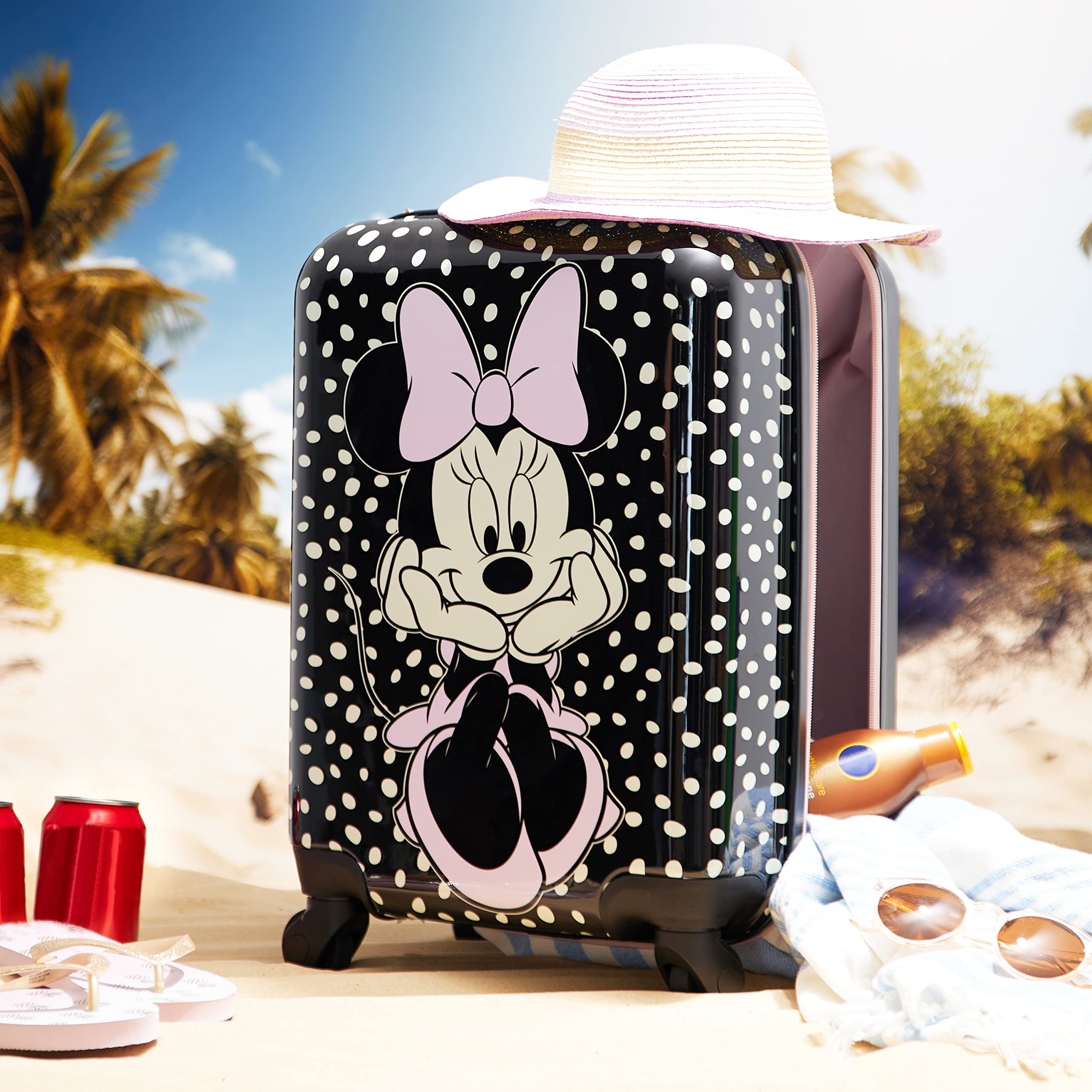 Disney Kids Suitcase with Wheels - 19 Inch 4-Wheel Spinner Hard Shell Luggage for Travel | Lightweight Durable Carry-On Suitcase for Boys & Girls | Perfect for Airplane, Vacation & School Trips