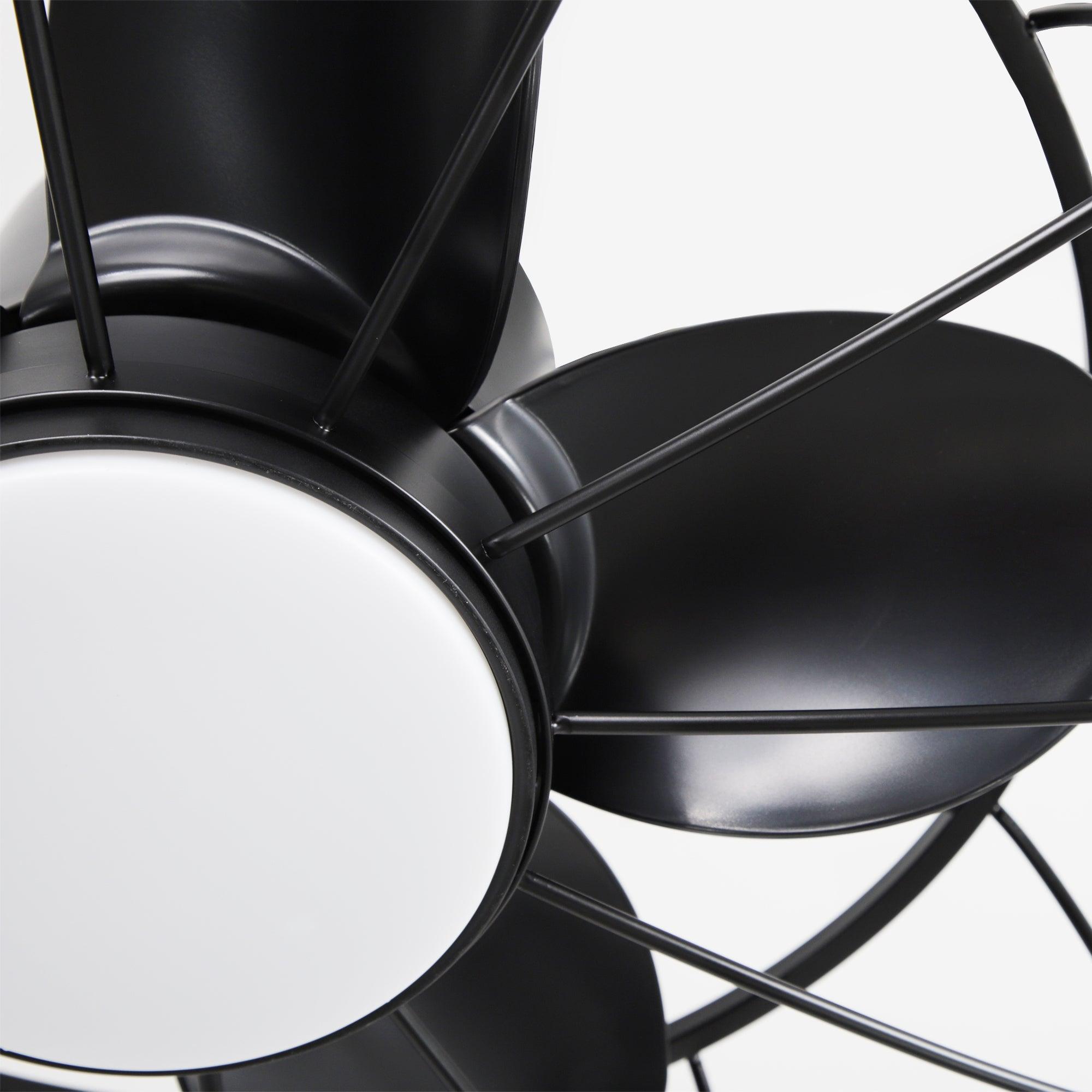 20 Inch Vistula Outdoor Ceiling Fan with Light - Black Industrial Style, DC Motor, Hanging Buckle Downrod - Perfect for Patio, Deck, and Covered Porch Cooling